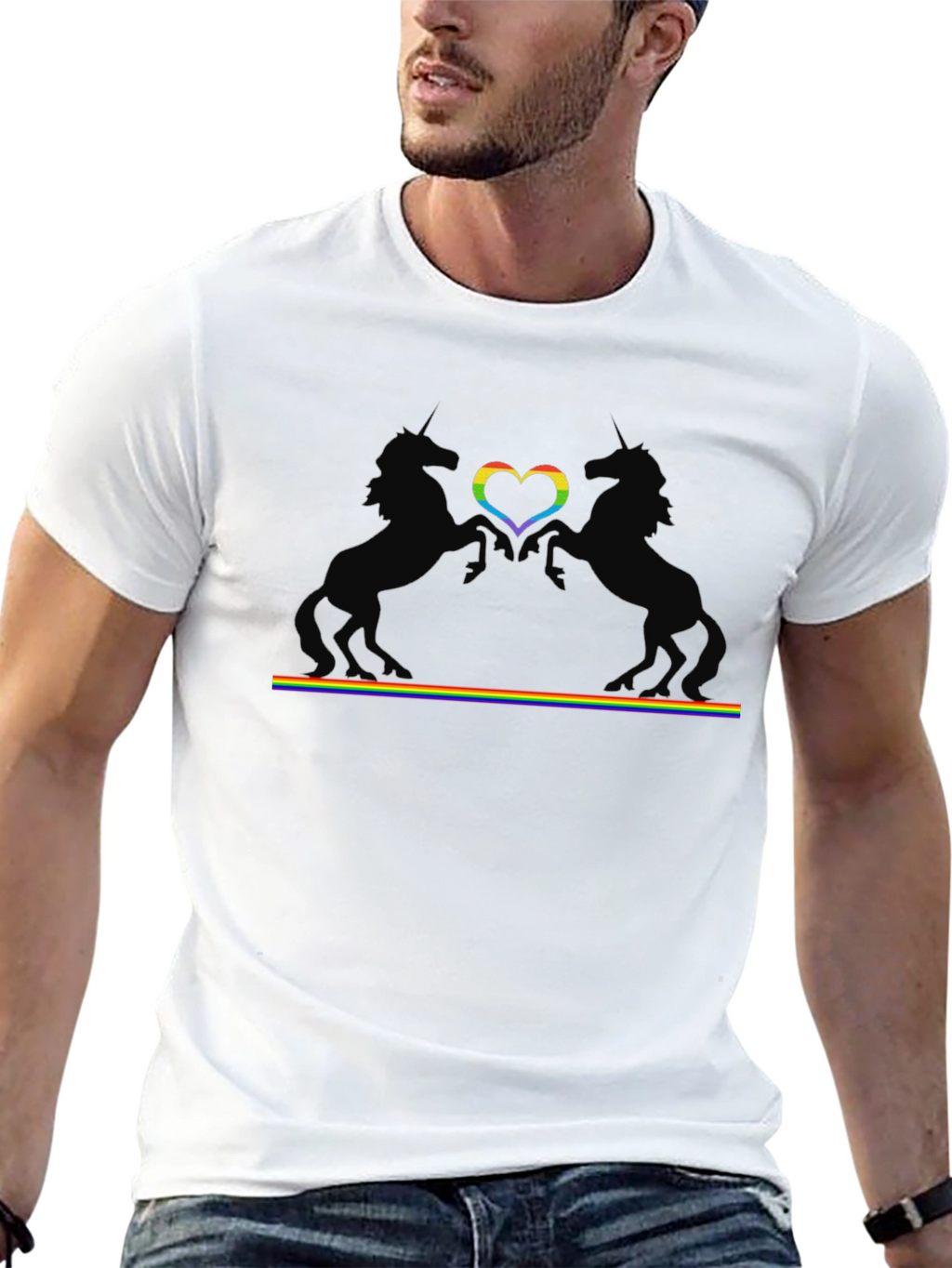 Rainbow Unicorn Heart Pride T-Shirt
