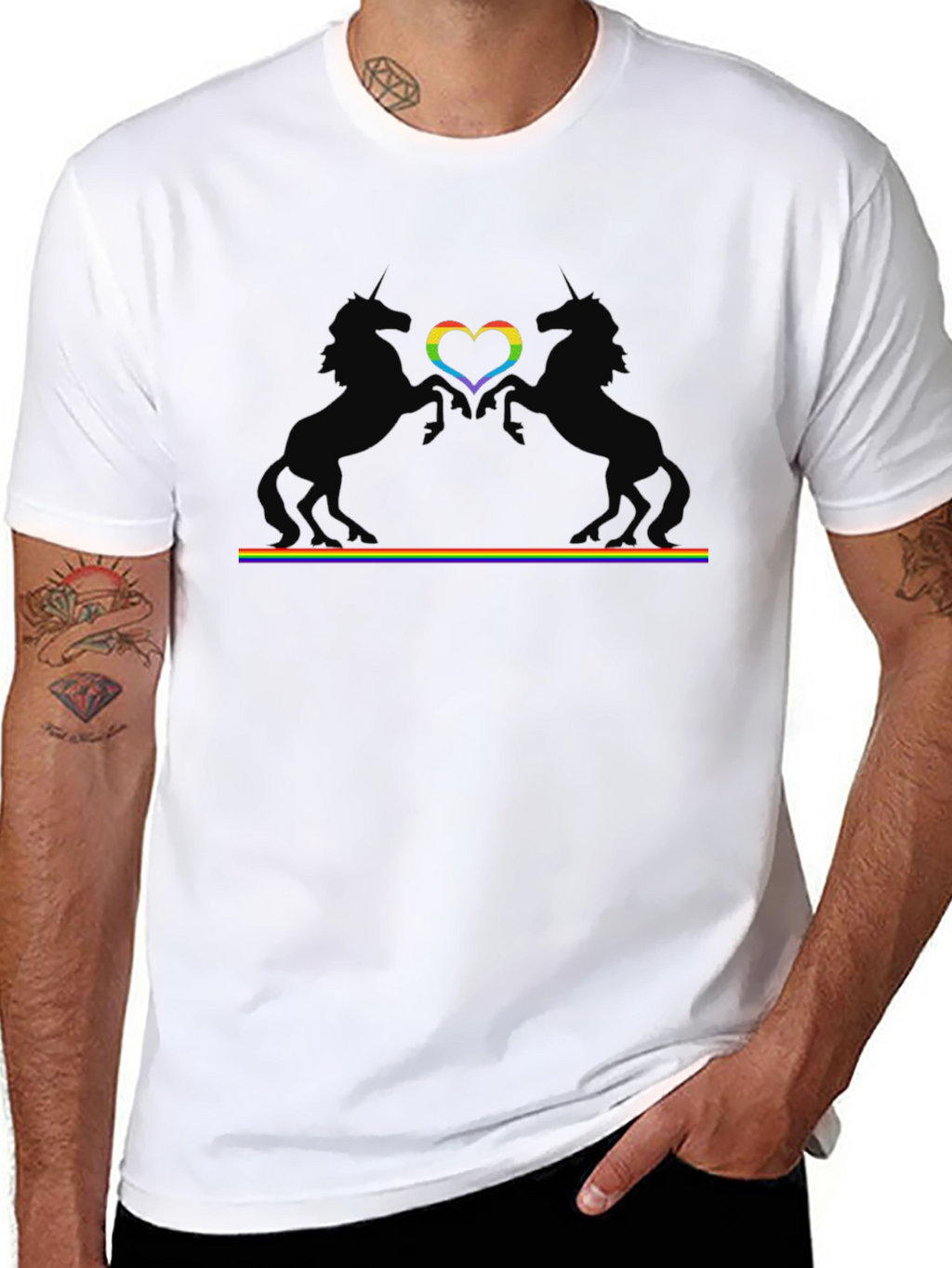Rainbow Unicorn Heart Pride T-Shirt