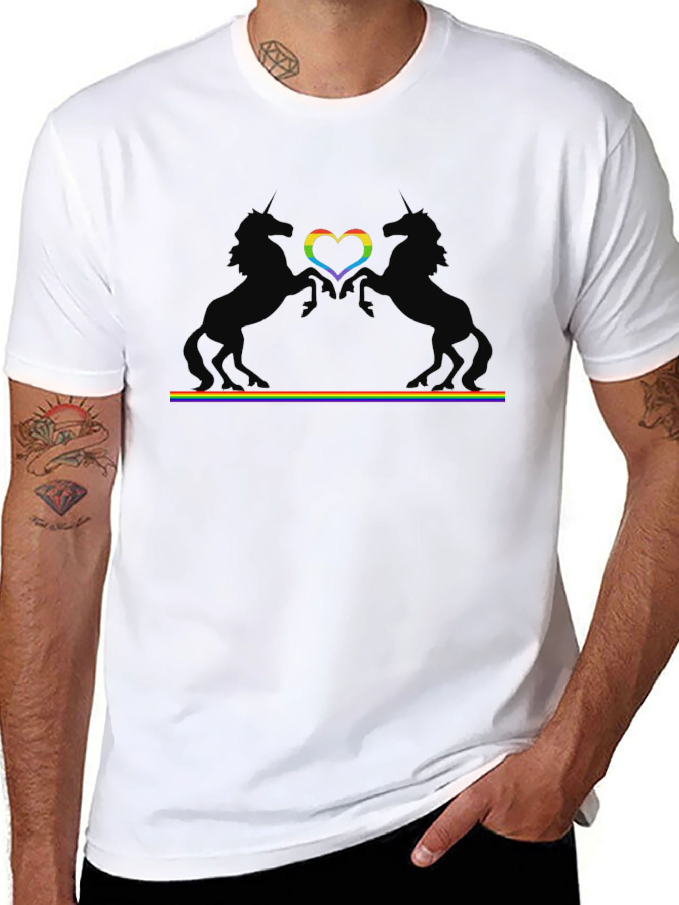 Rainbow Unicorn Heart Pride T-Shirt