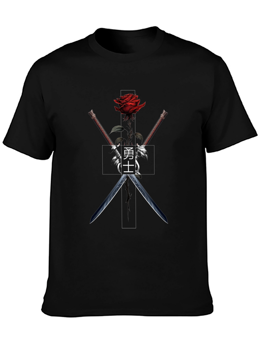 Rose & Katana Graphic Tee - Black