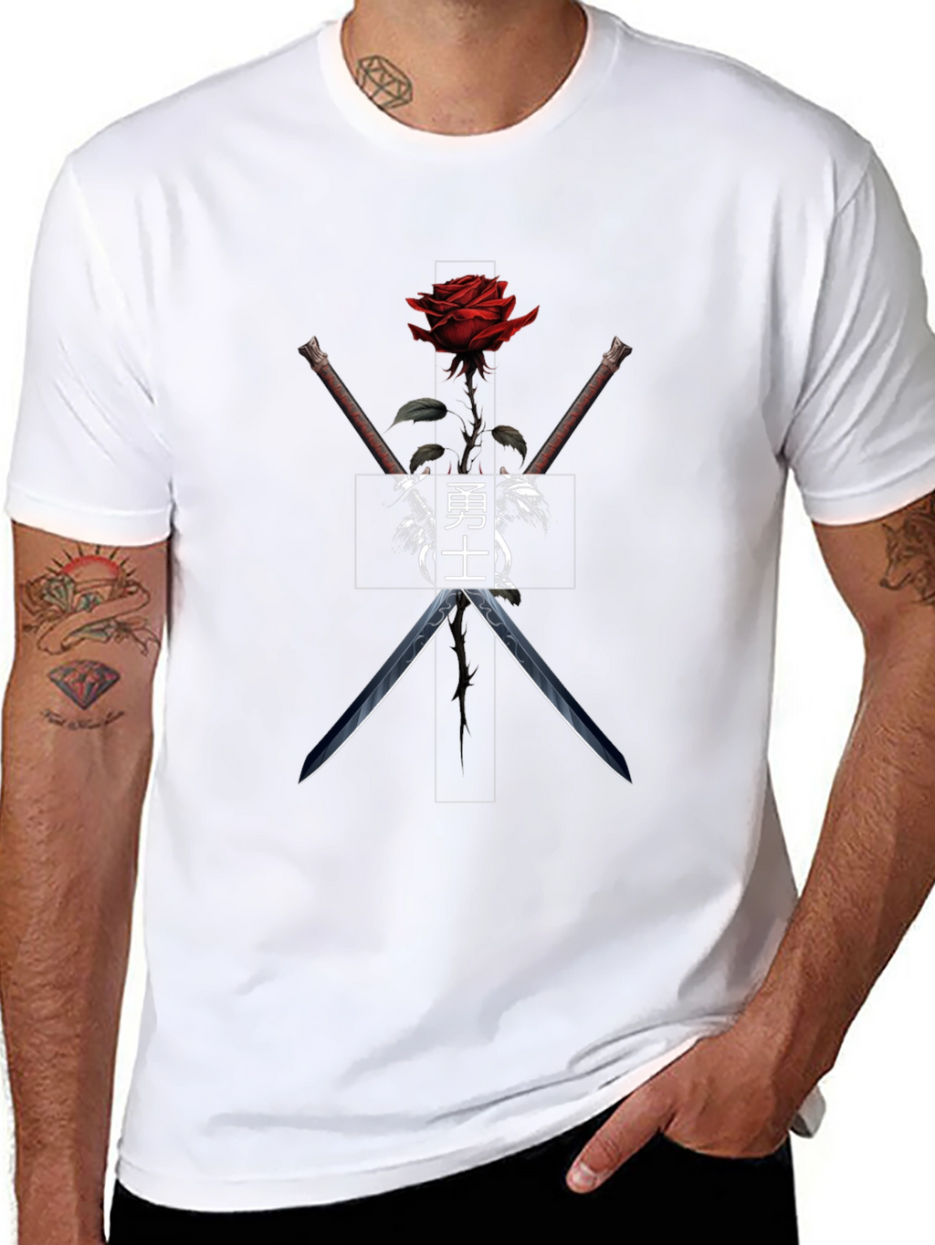 Rose & Katana Graphic Tee - Black