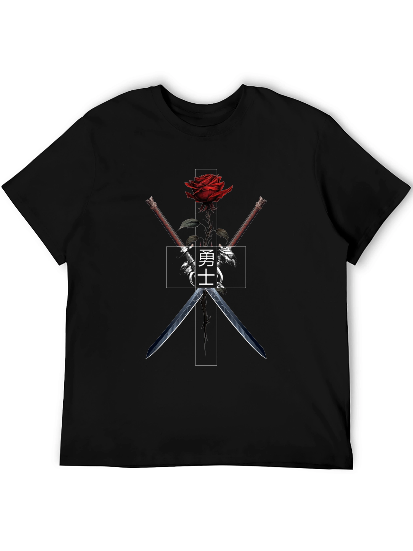 Rose & Katana Graphic Tee - Black