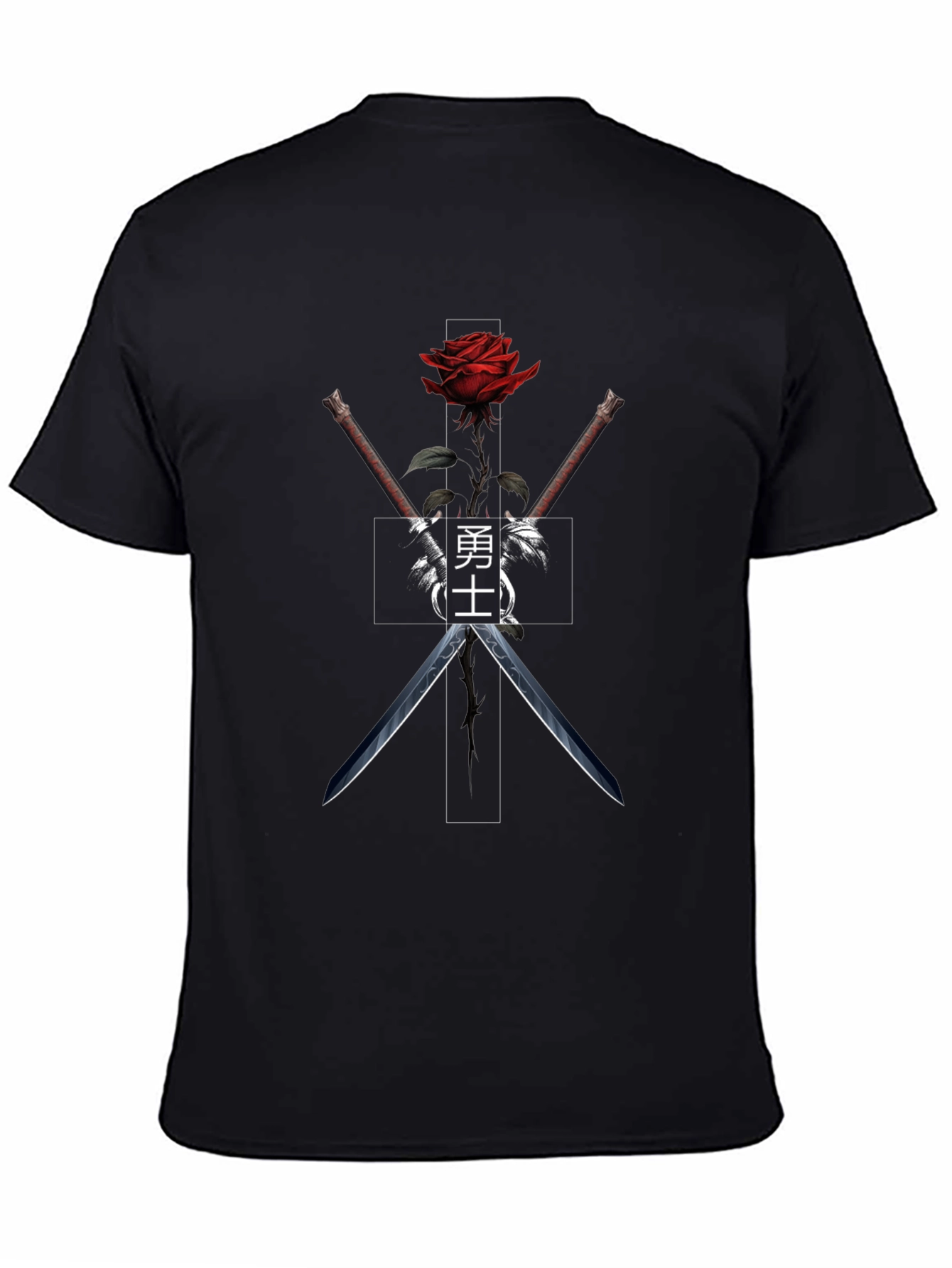 Rose & Katana Graphic Tee - Black