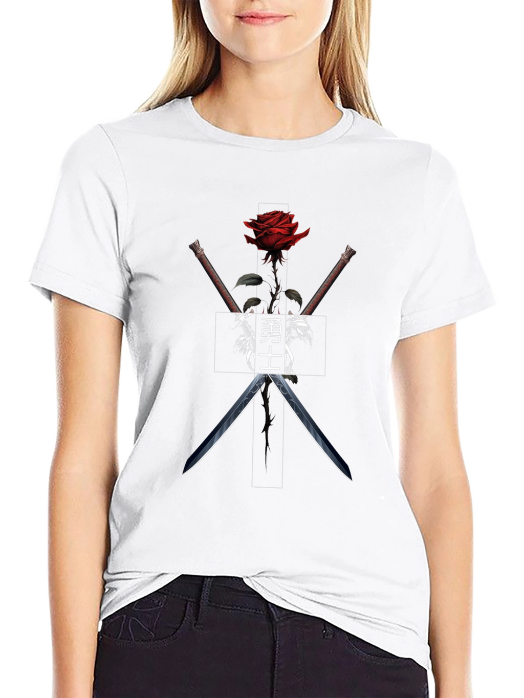 Rose & Katana Graphic Tee - Black