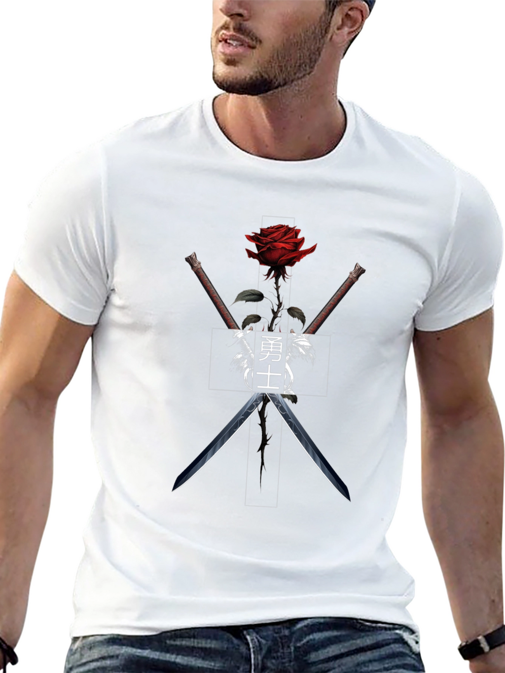 Rose & Katana Graphic Tee - Black