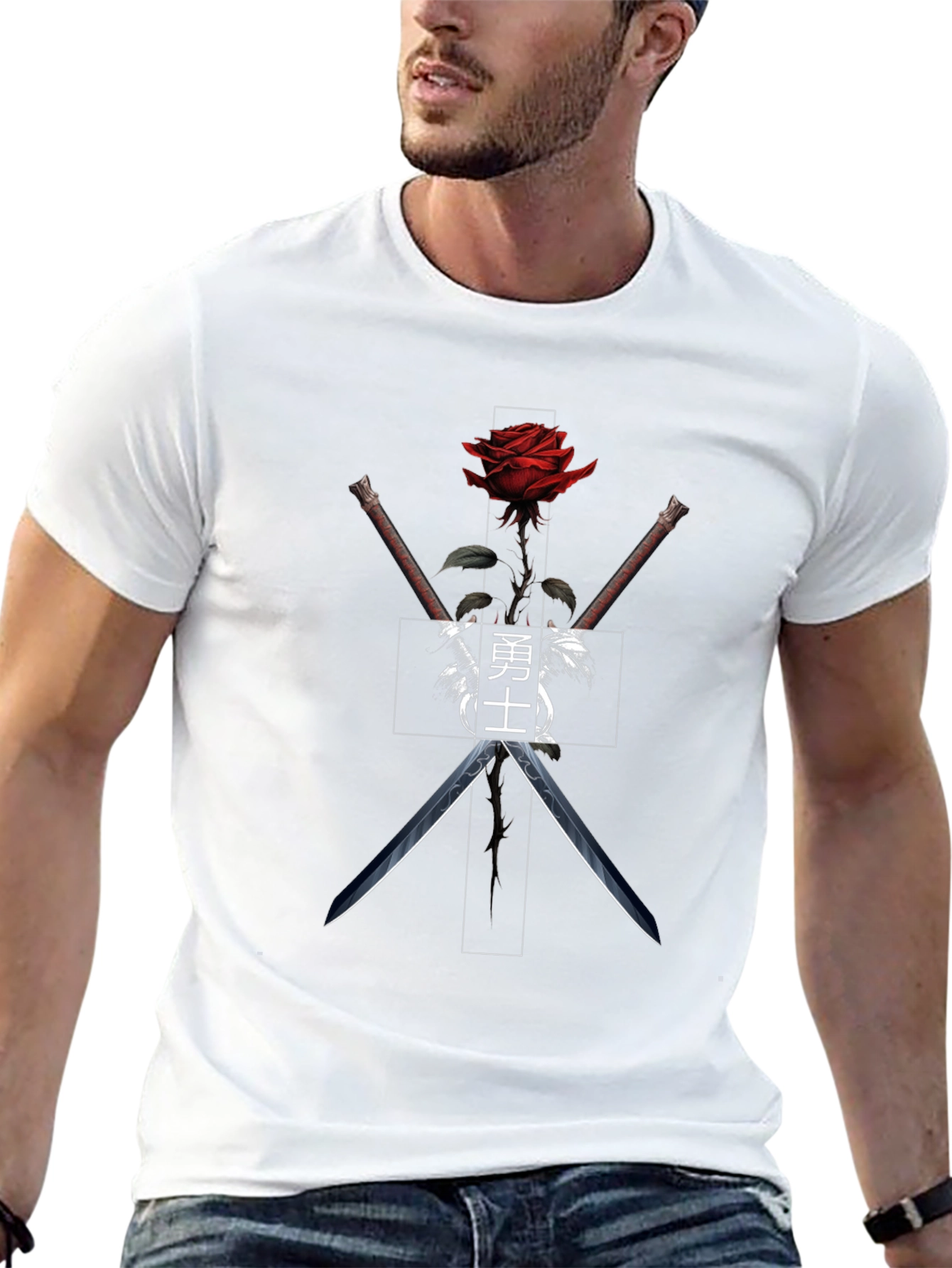Rose & Katana Graphic Tee - Black