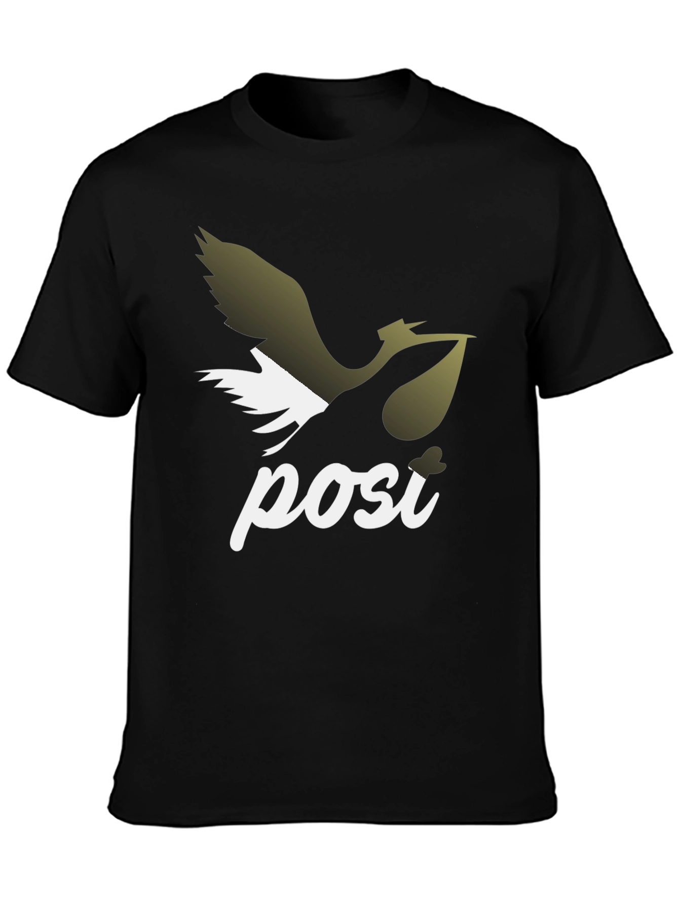Stork Posi Graphic Print Black T-Shirt