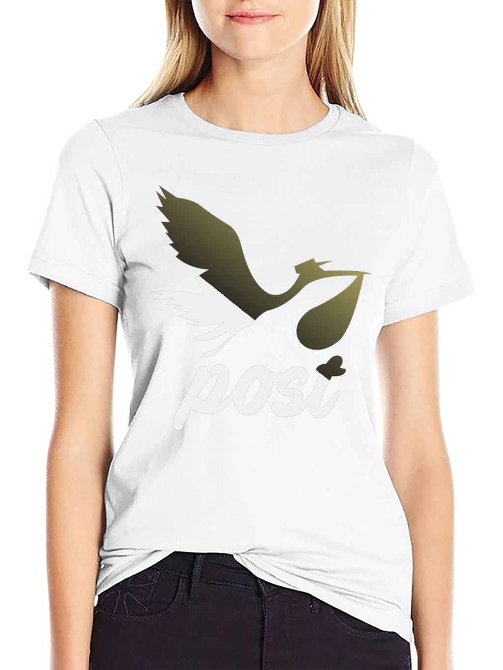 Stork Posi Graphic Print Black T-Shirt