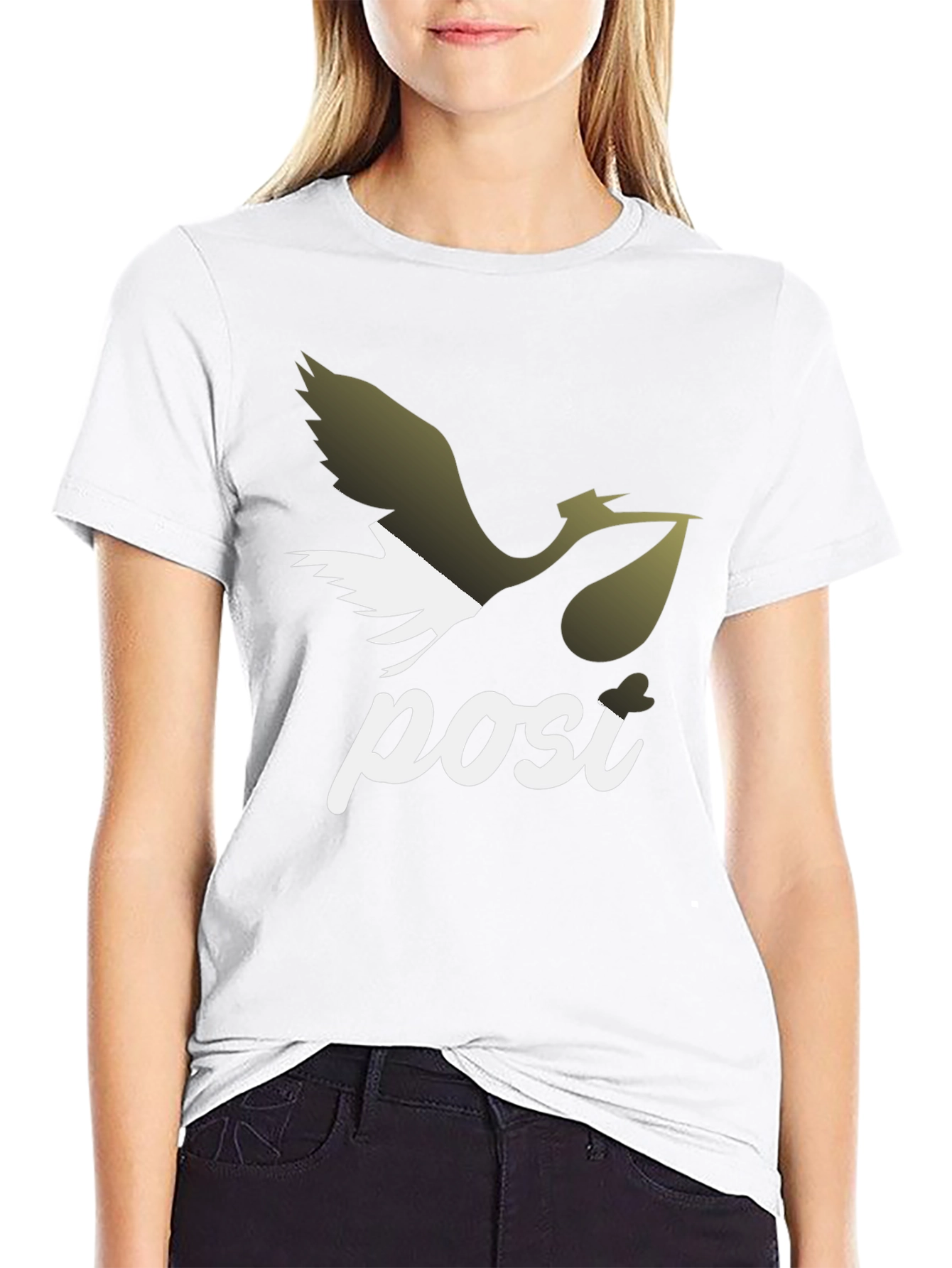 Stork Posi Graphic Print Black T-Shirt