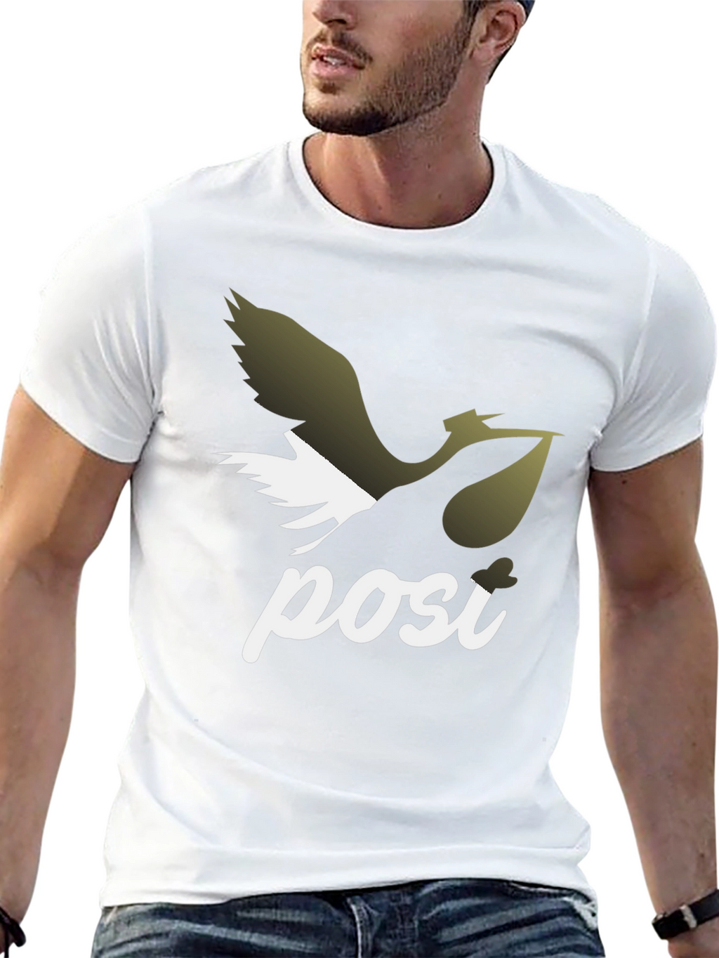 Stork Posi Graphic Print Black T-Shirt