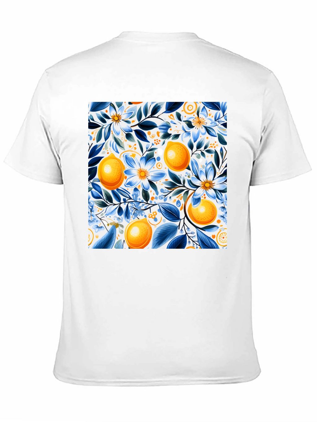 Floral Lemon Print Black T-Shirt