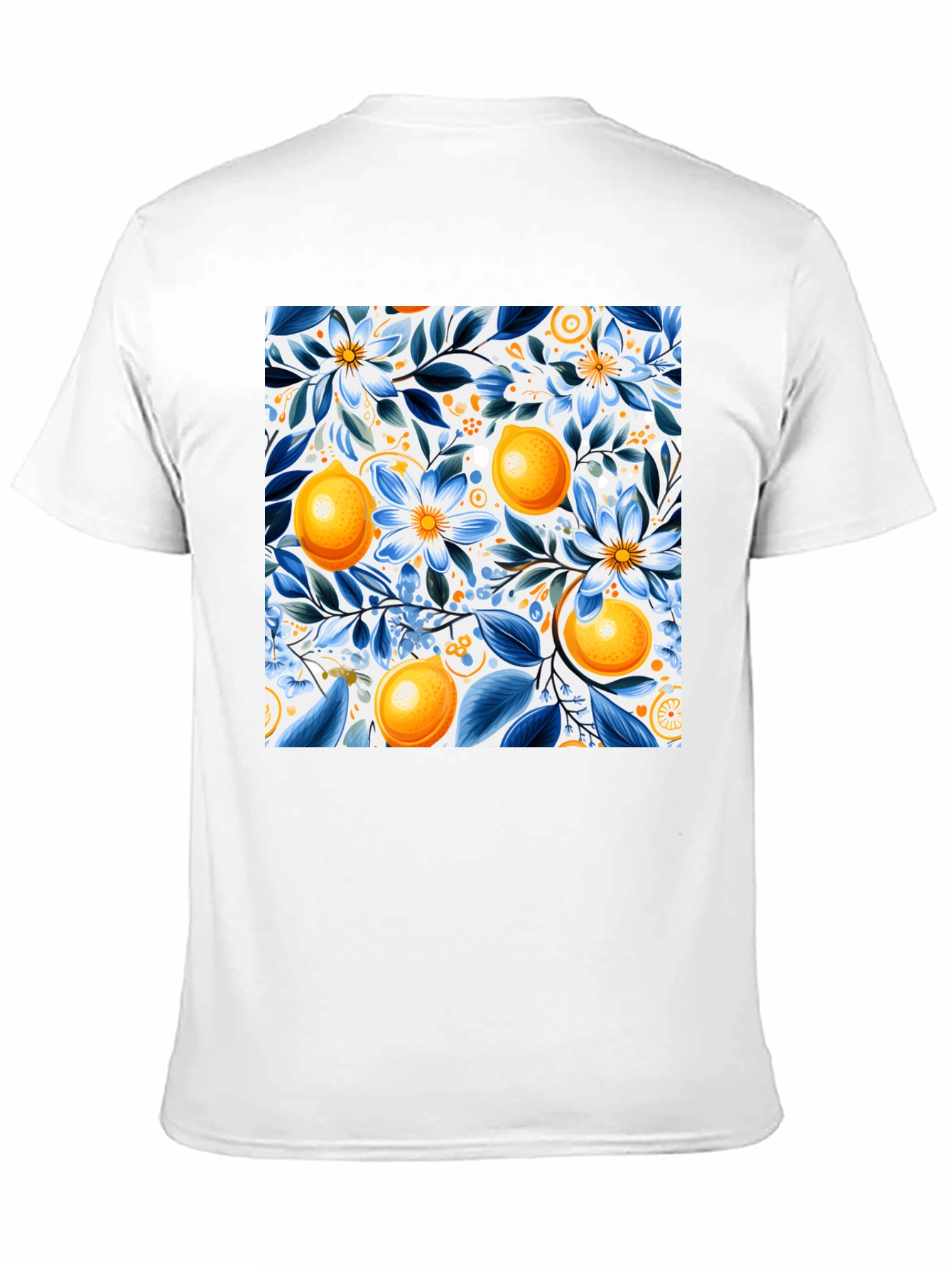 Floral Lemon Print Black T-Shirt