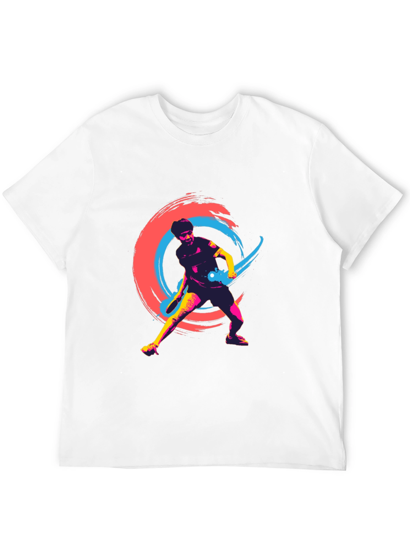 Vibrant Table Tennis Graphic Tee - Black