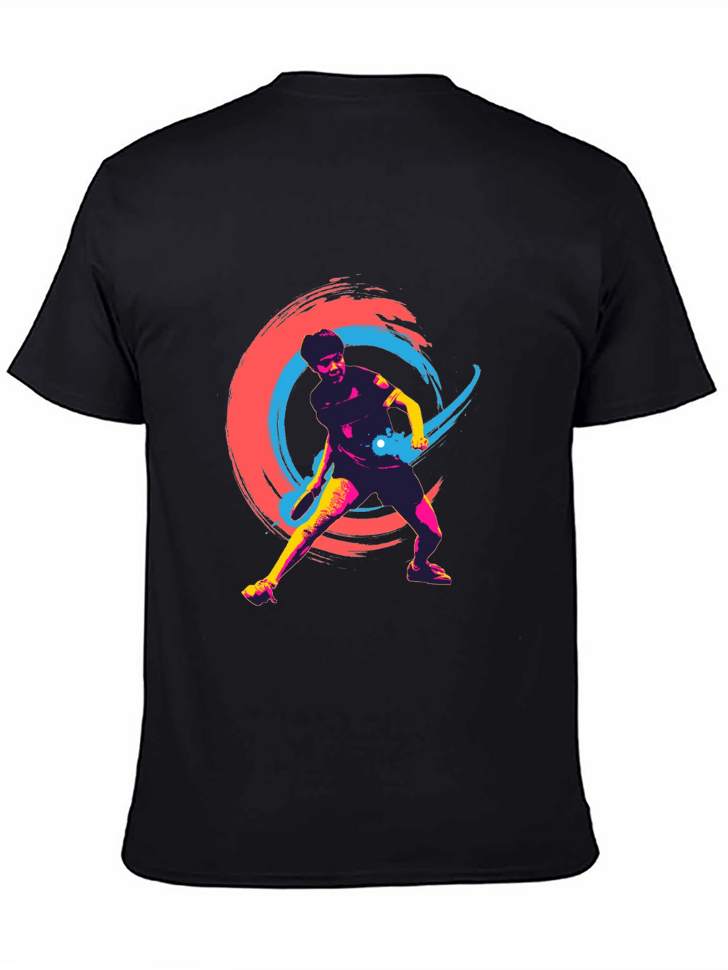Vibrant Table Tennis Graphic Tee - Black