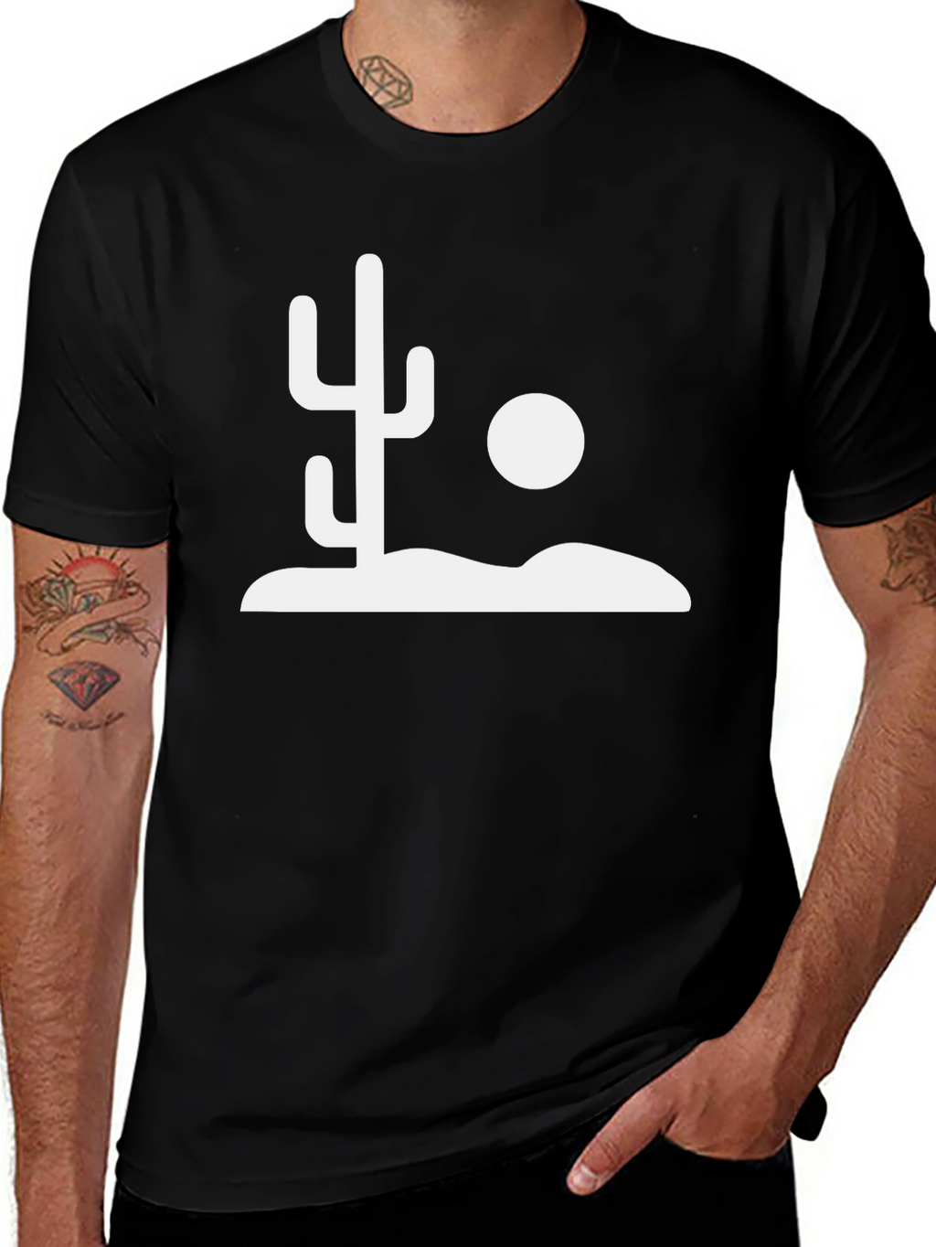 Cactus Desert Graphic Tee - Stylish Black T-Shirt