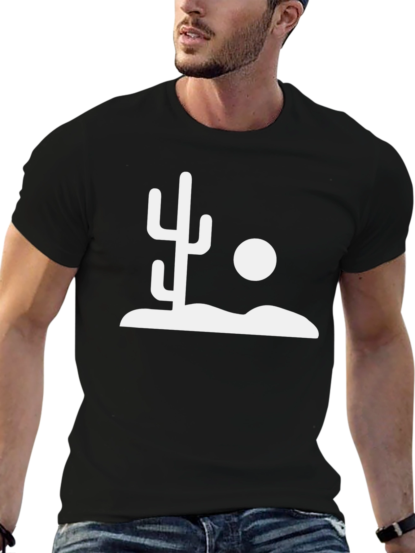 Cactus Desert Graphic Tee - Stylish Black T-Shirt