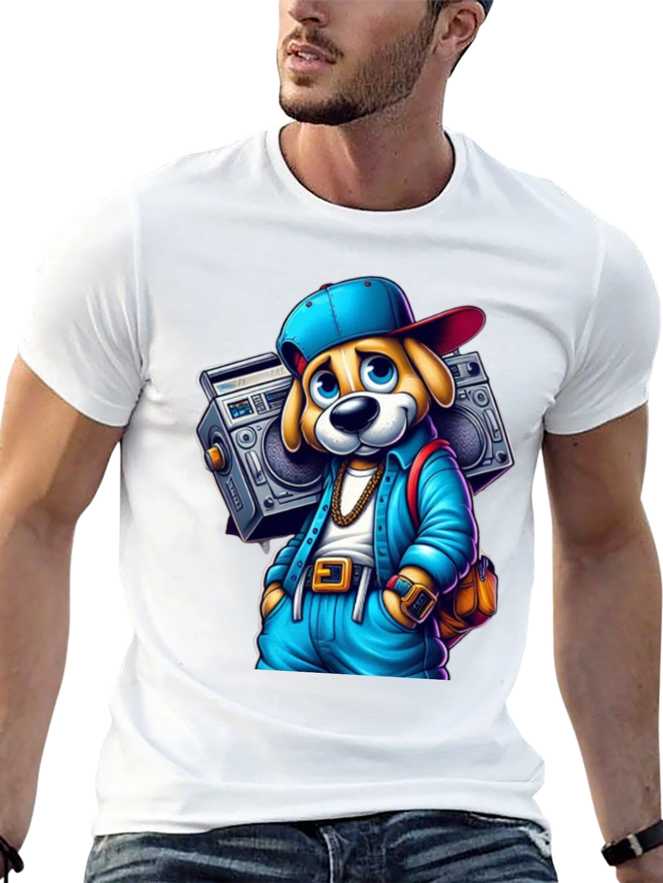 Cool Dog Boombox Black T-Shirt