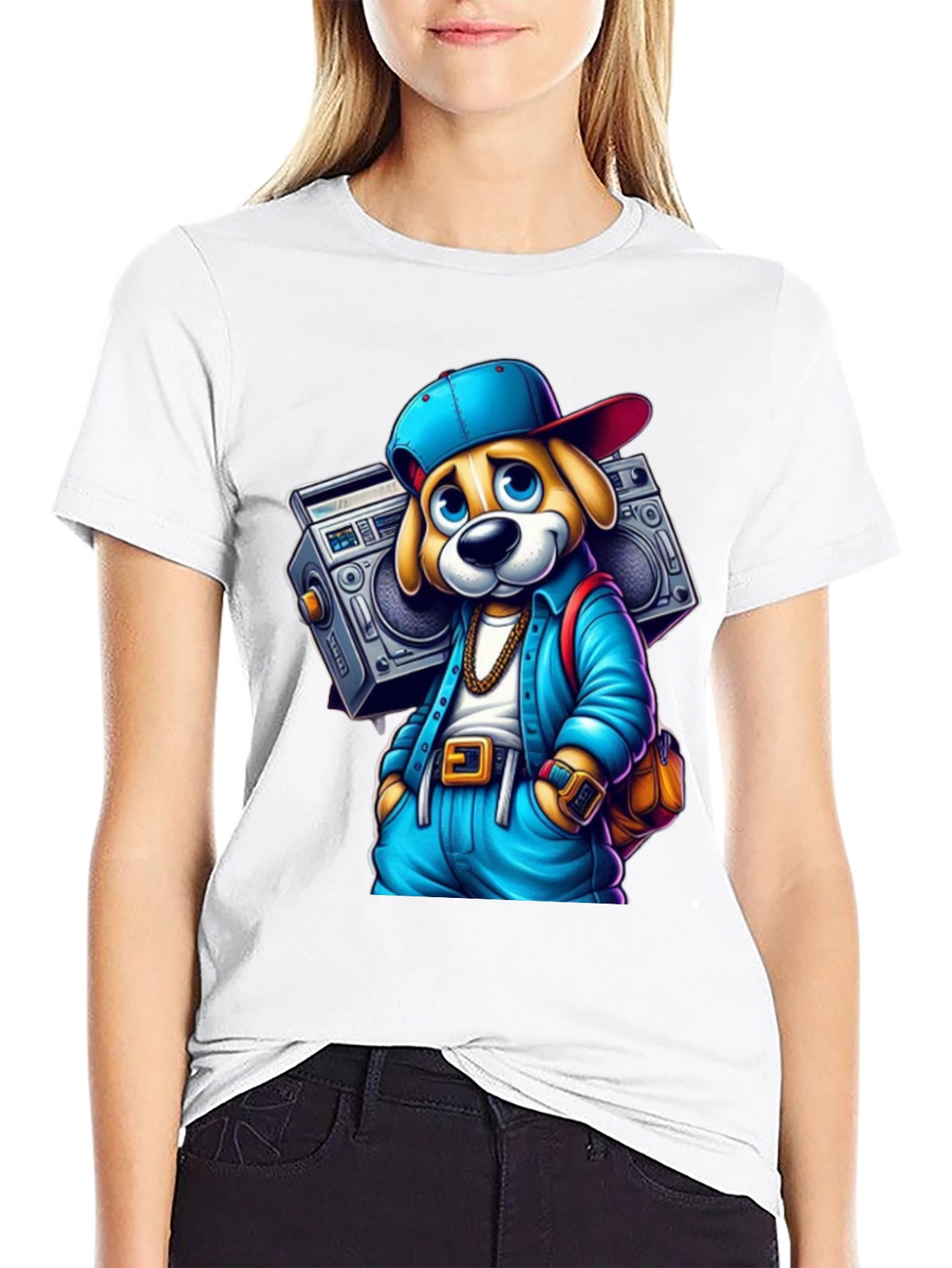 Cool Dog Boombox Black T-Shirt