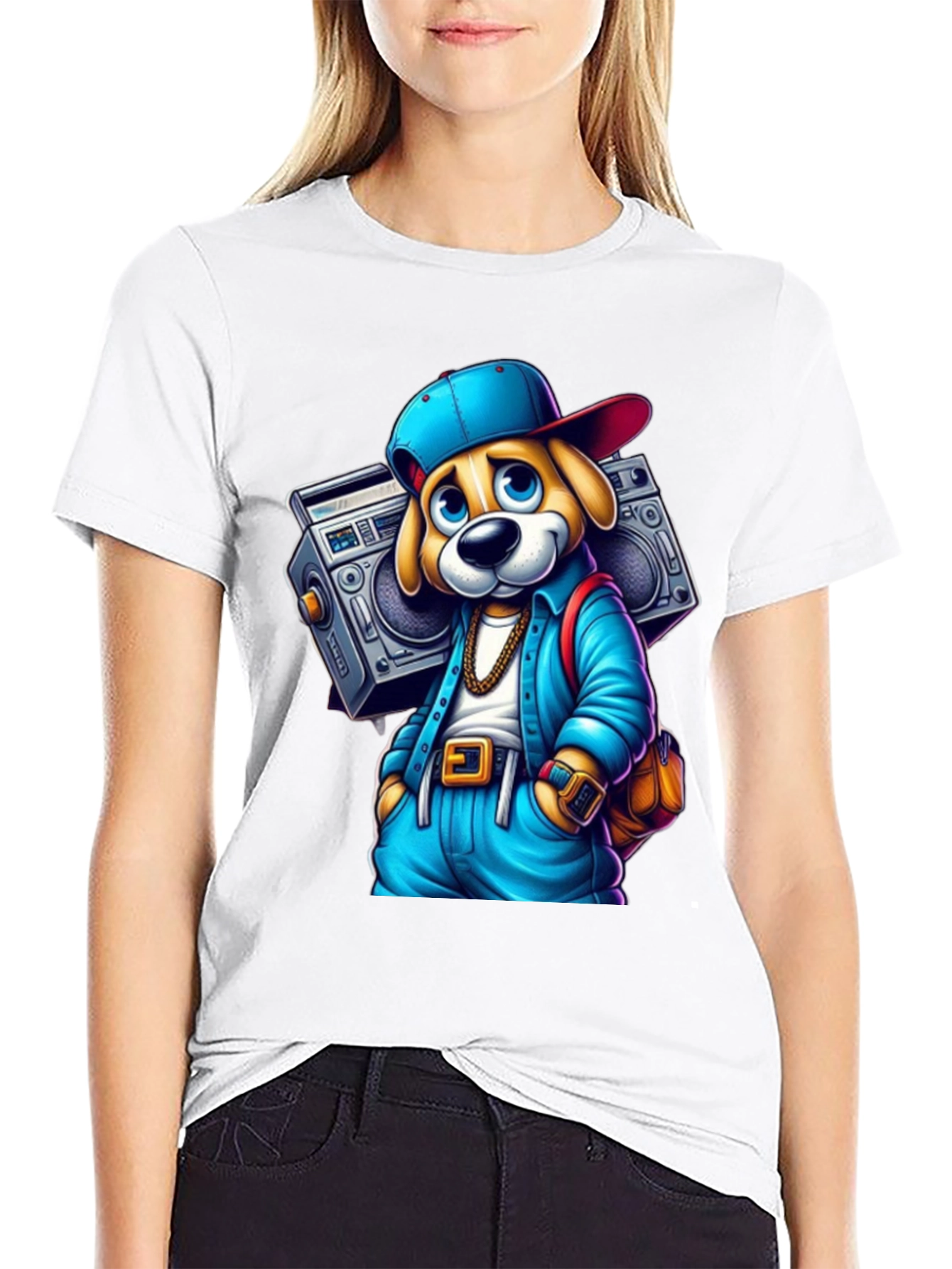 Cool Dog Boombox Black T-Shirt