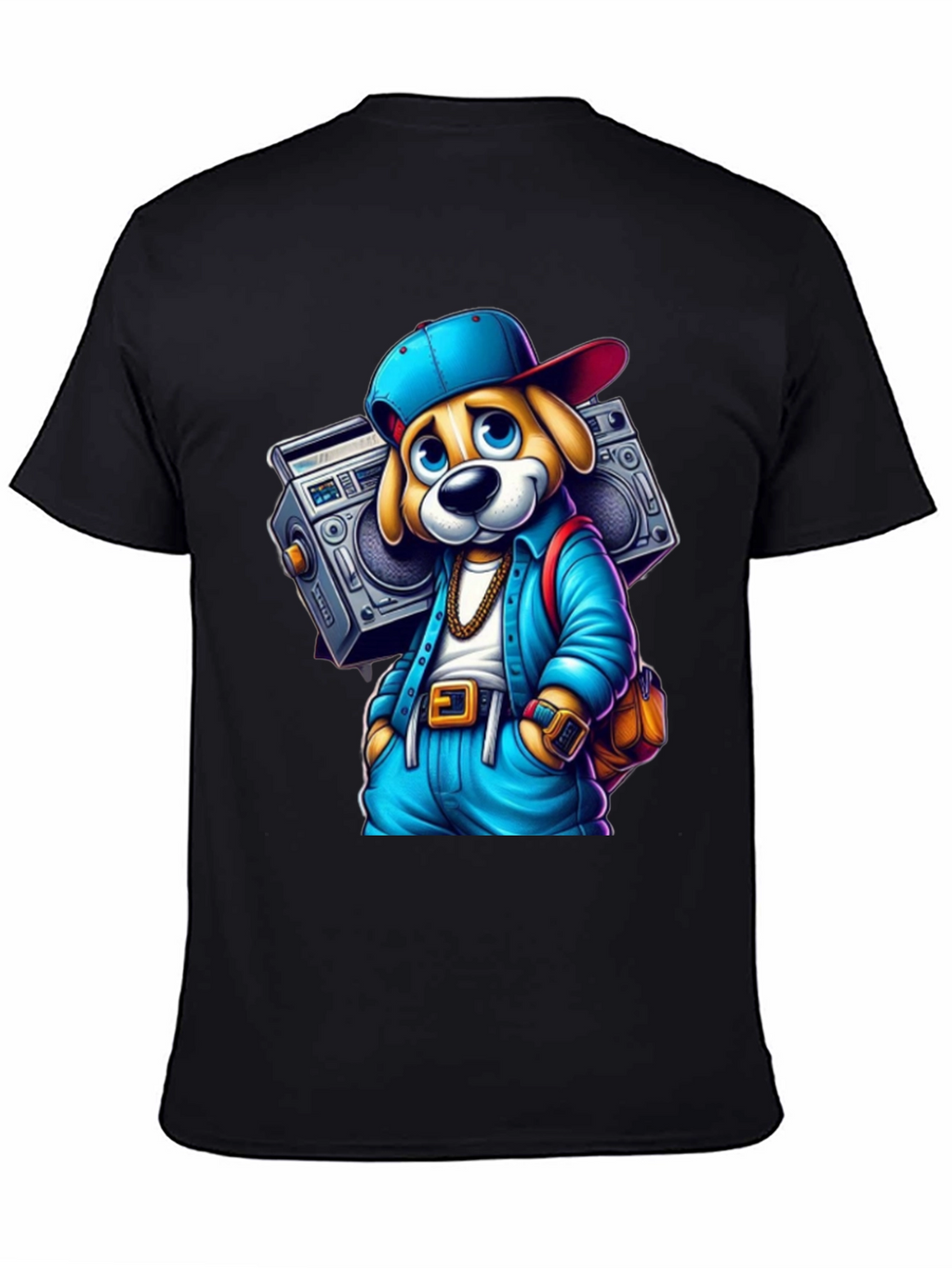 Cool Dog Boombox Black T-Shirt