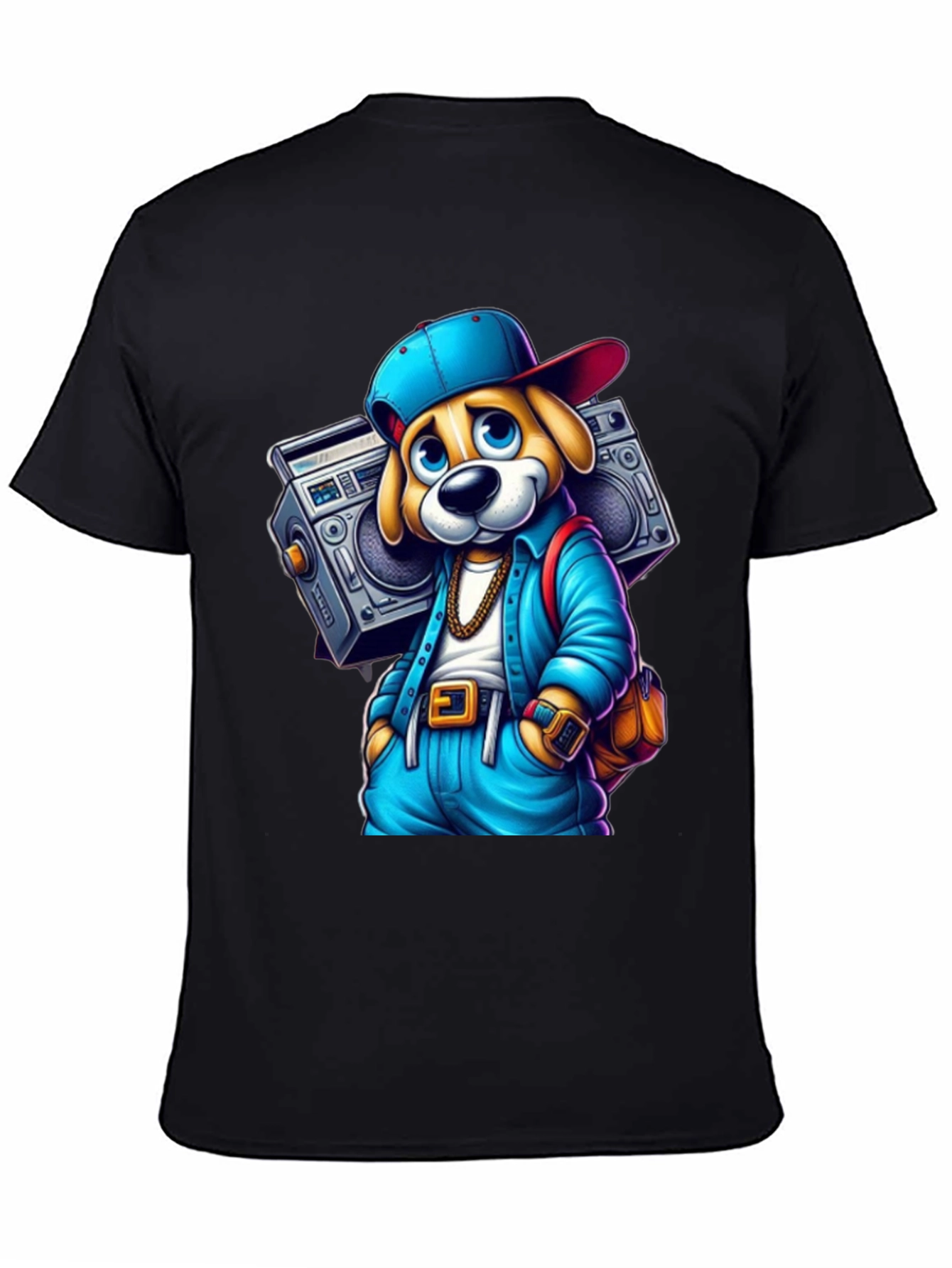 Cool Dog Boombox Black T-Shirt