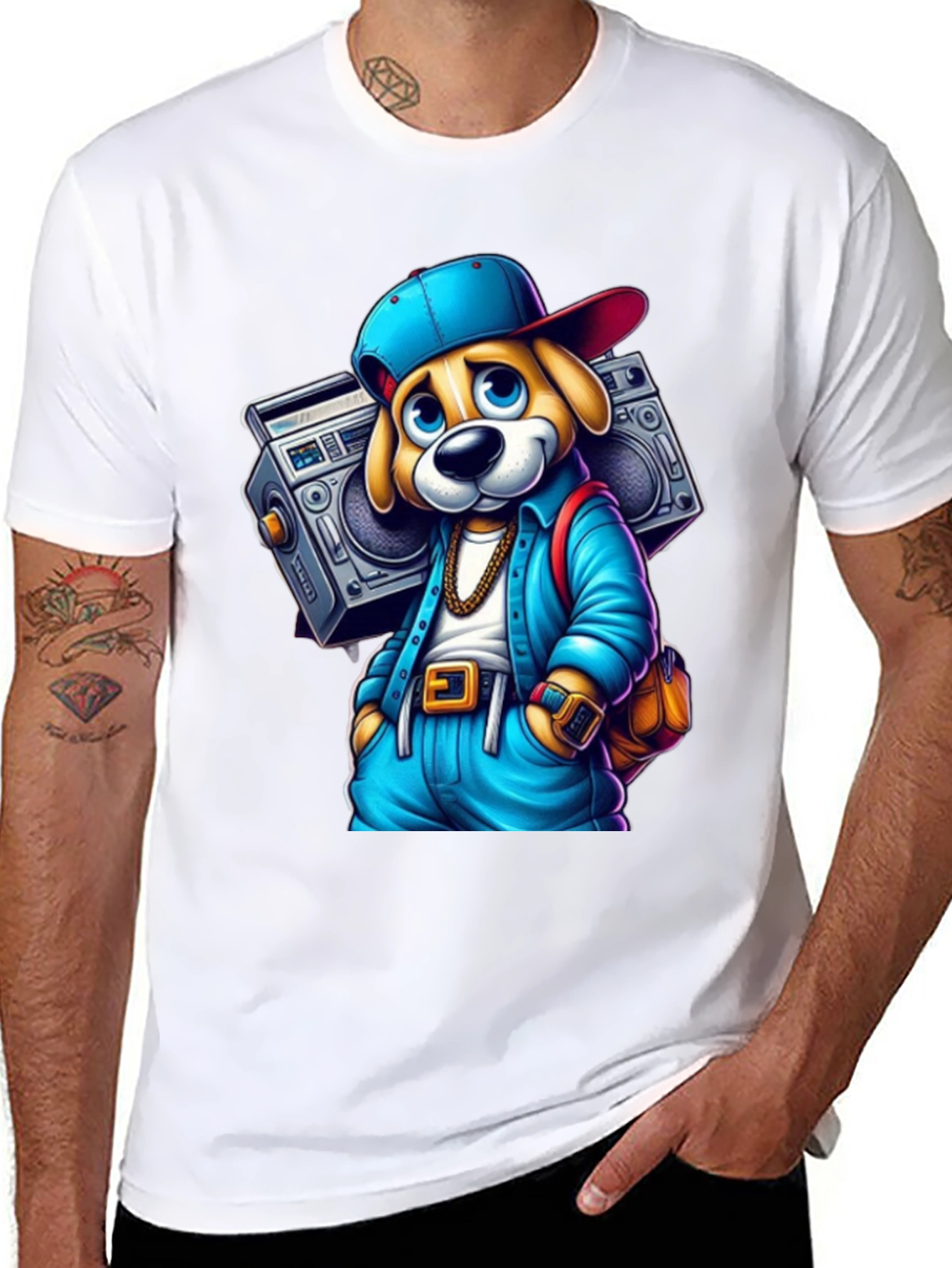 Cool Dog Boombox Black T-Shirt