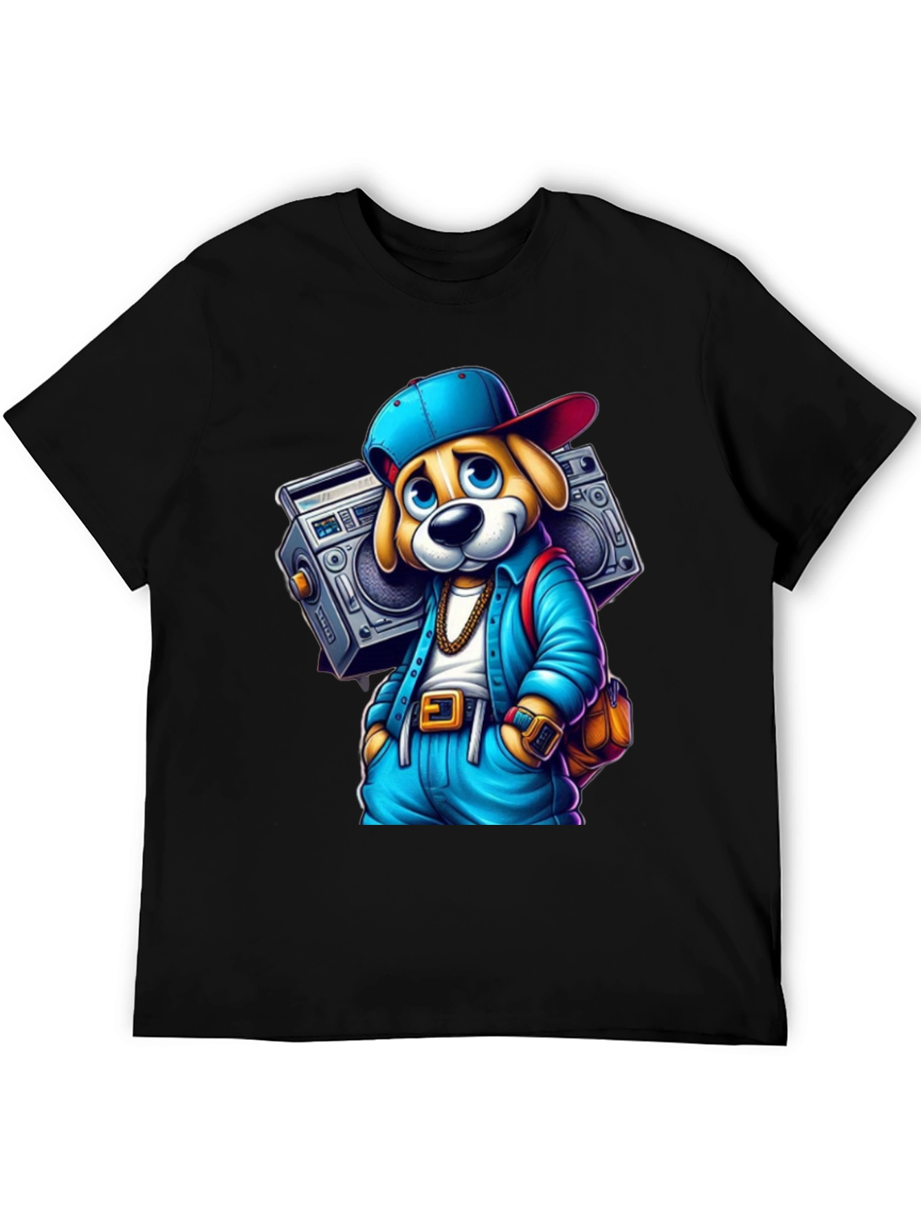 Cool Dog Boombox Black T-Shirt