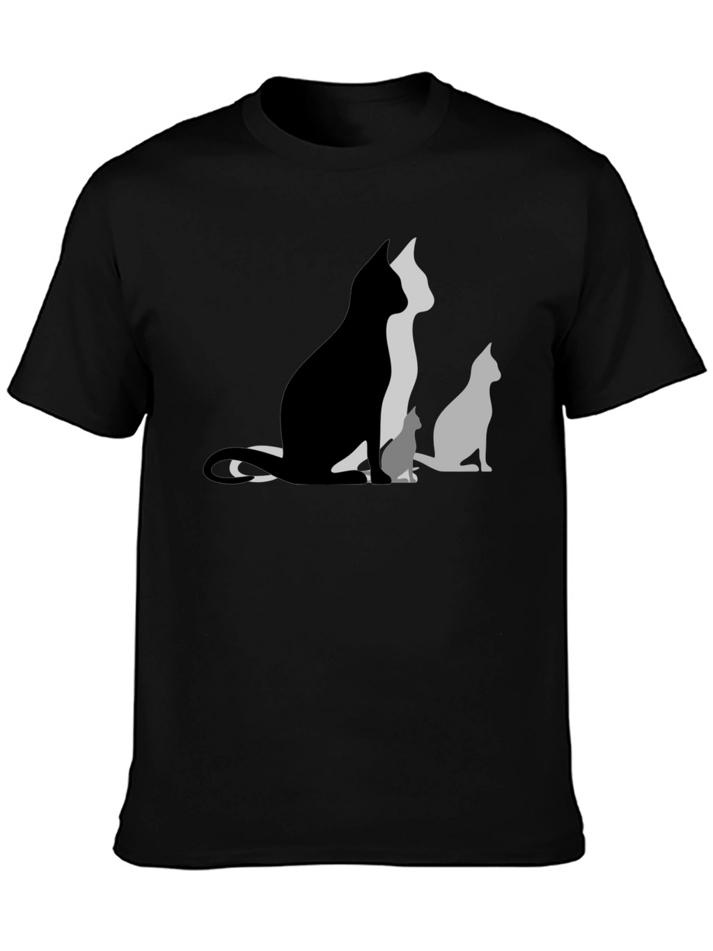 Cat Silhouette Graphic Black T-Shirt