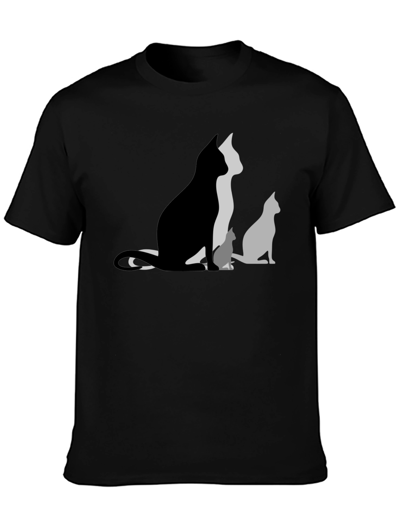 Cat Silhouette Graphic Black T-Shirt