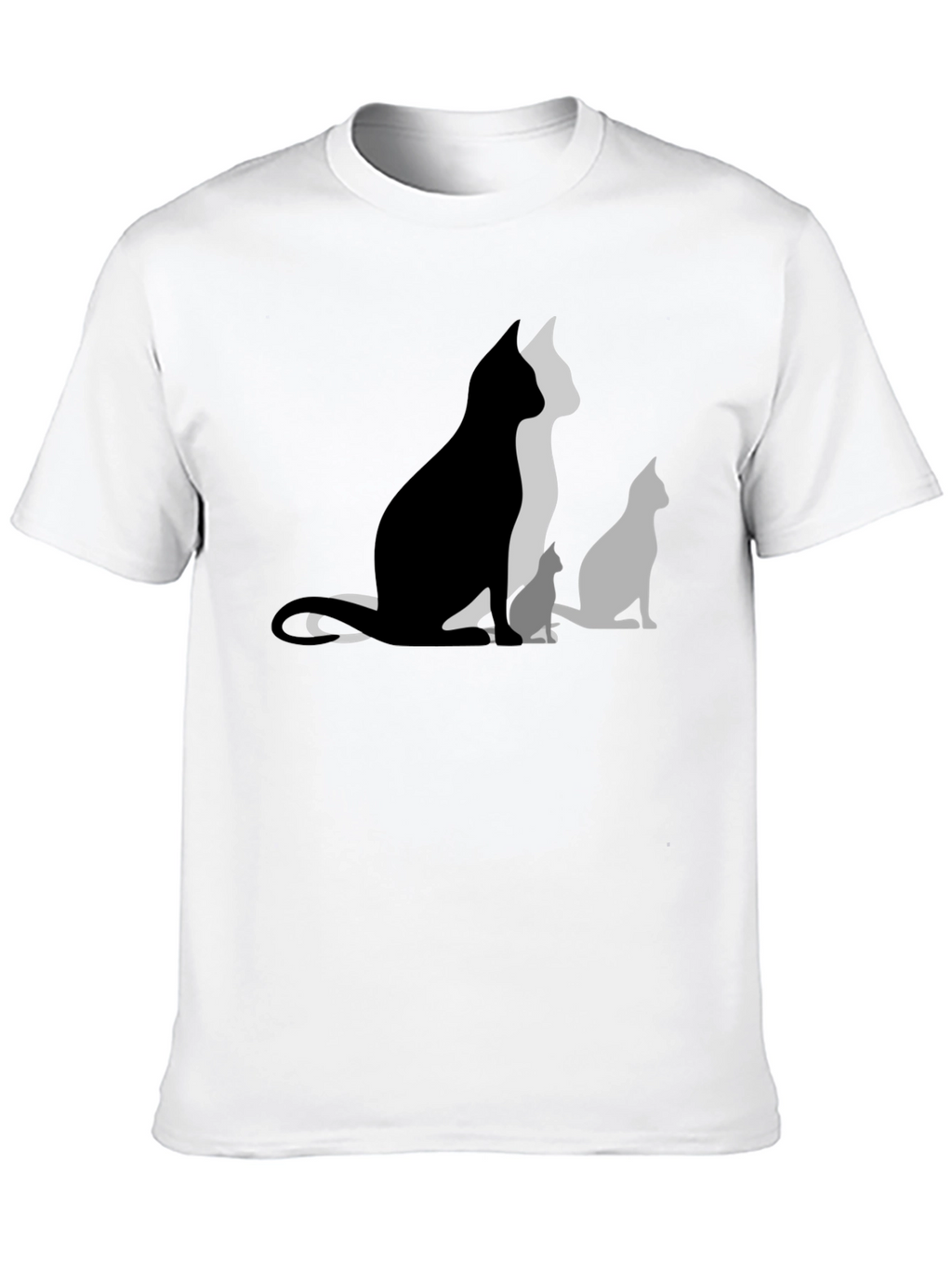 Cat Silhouette Graphic Black T-Shirt