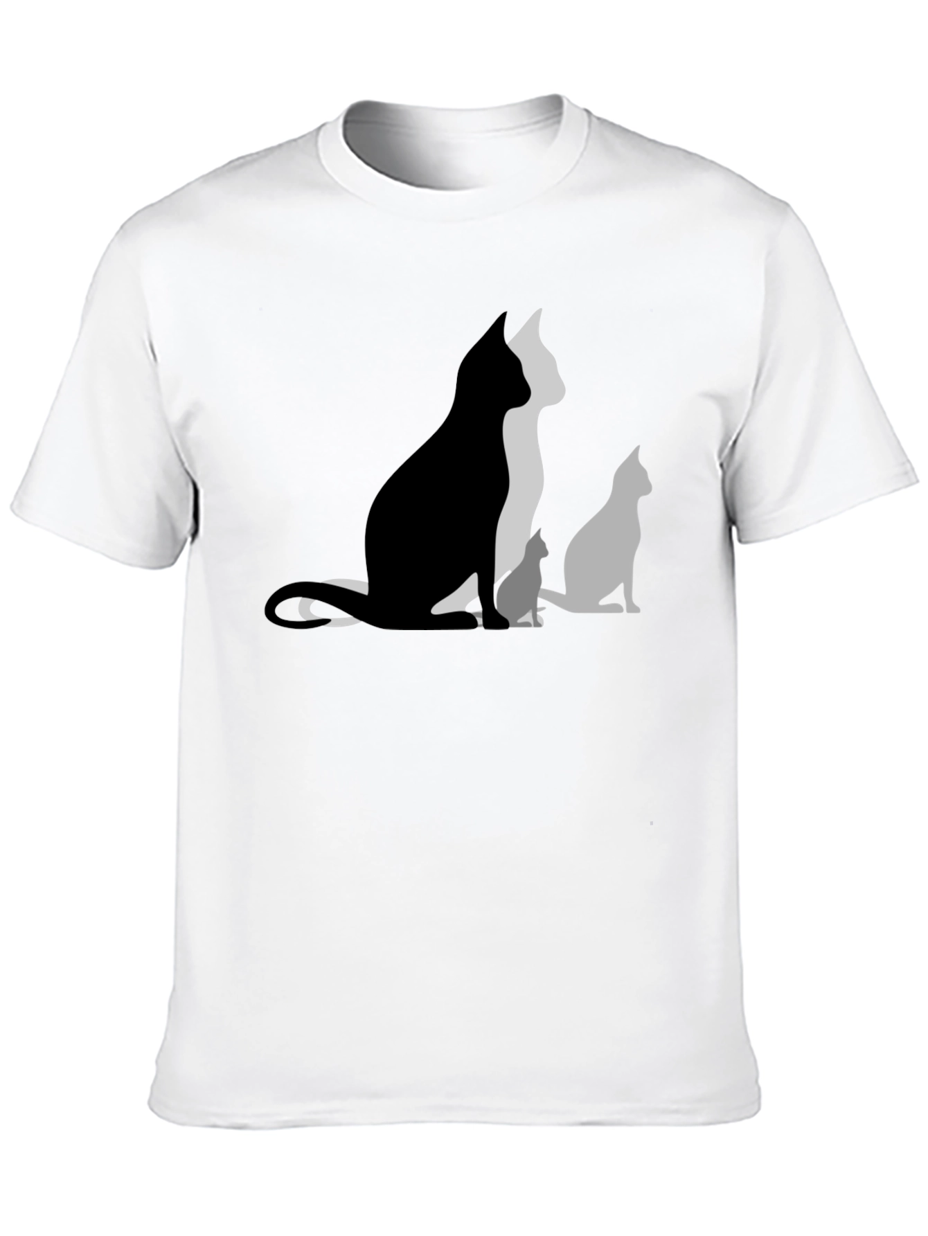 Cat Silhouette Graphic Black T-Shirt