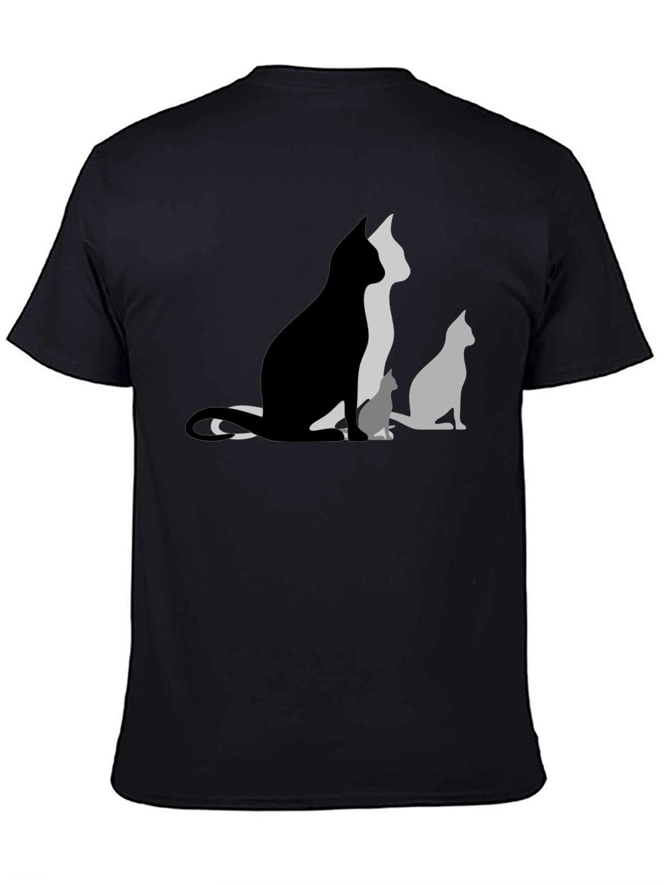 Cat Silhouette Graphic Black T-Shirt