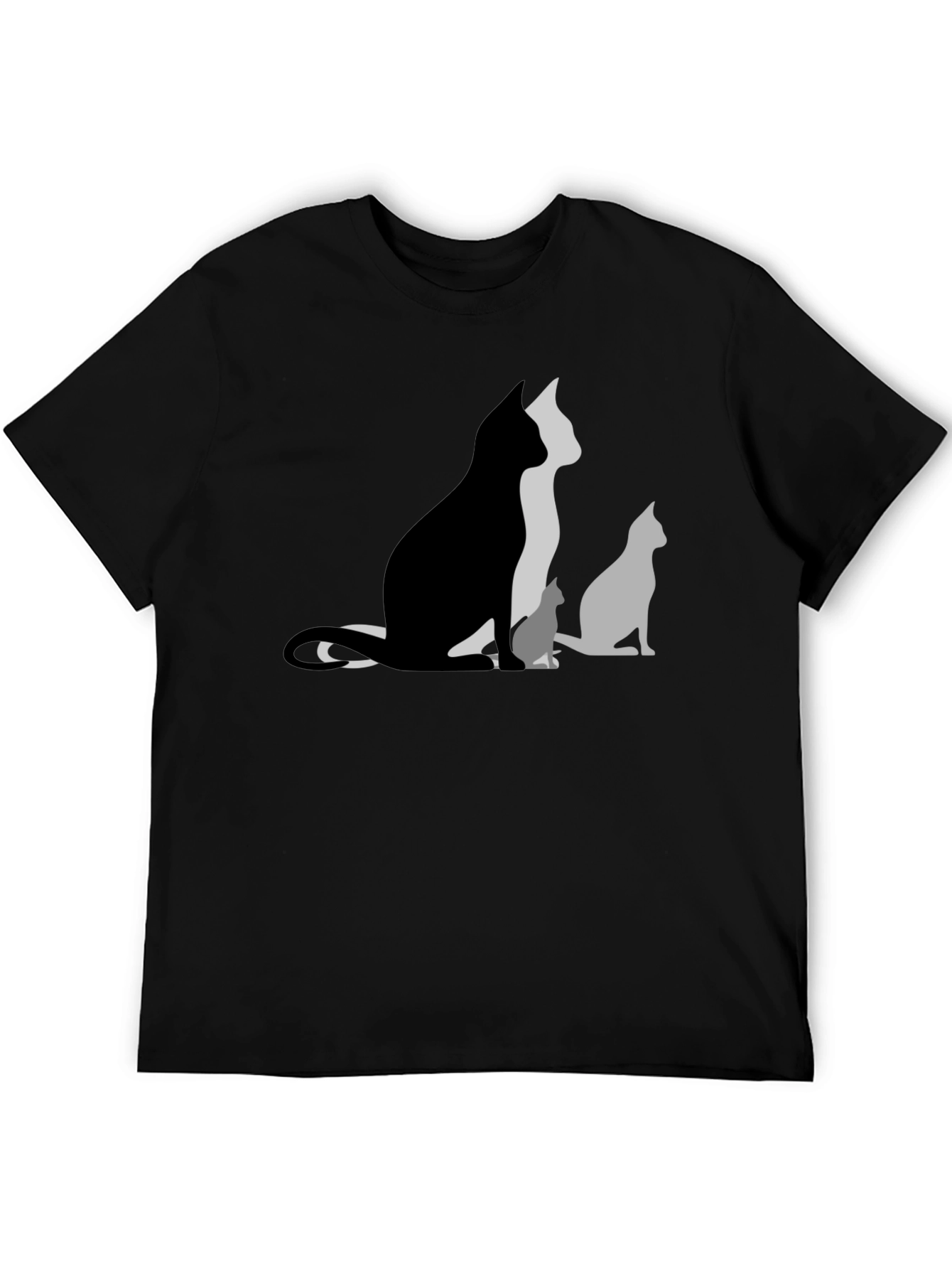 Cat Silhouette Graphic Black T-Shirt