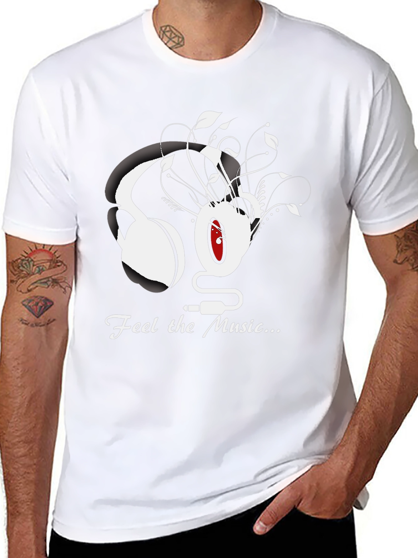 Feel the Music Graphic Tee - Black Cotton
