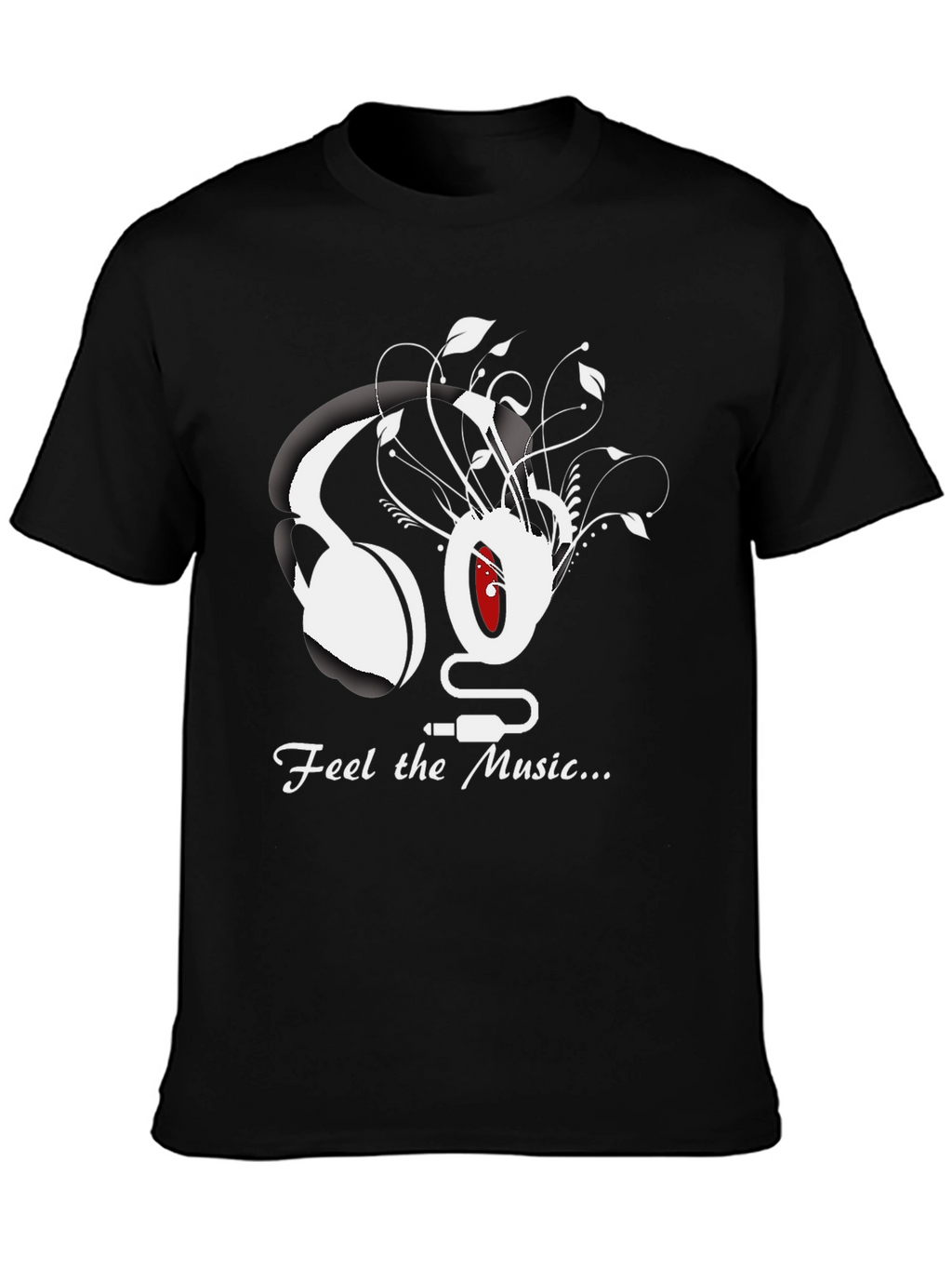 Feel the Music Graphic Tee - Black Cotton