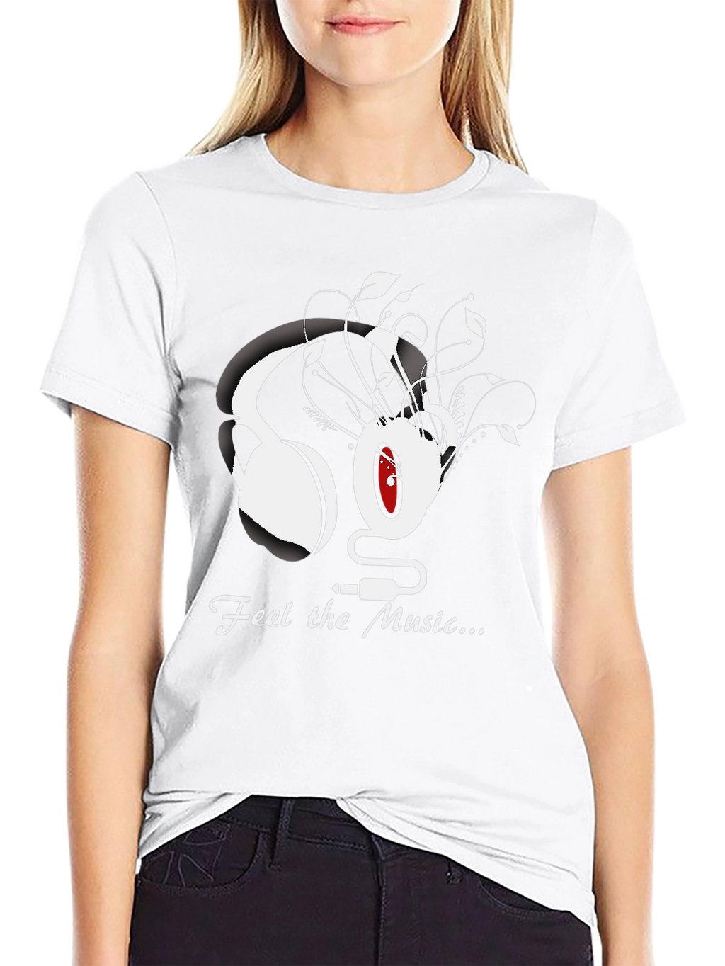 Feel the Music Graphic Tee - Black Cotton