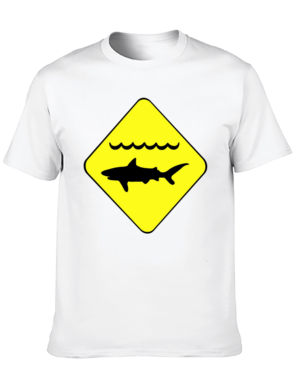 Shark Warning Sign Black T-Shirt