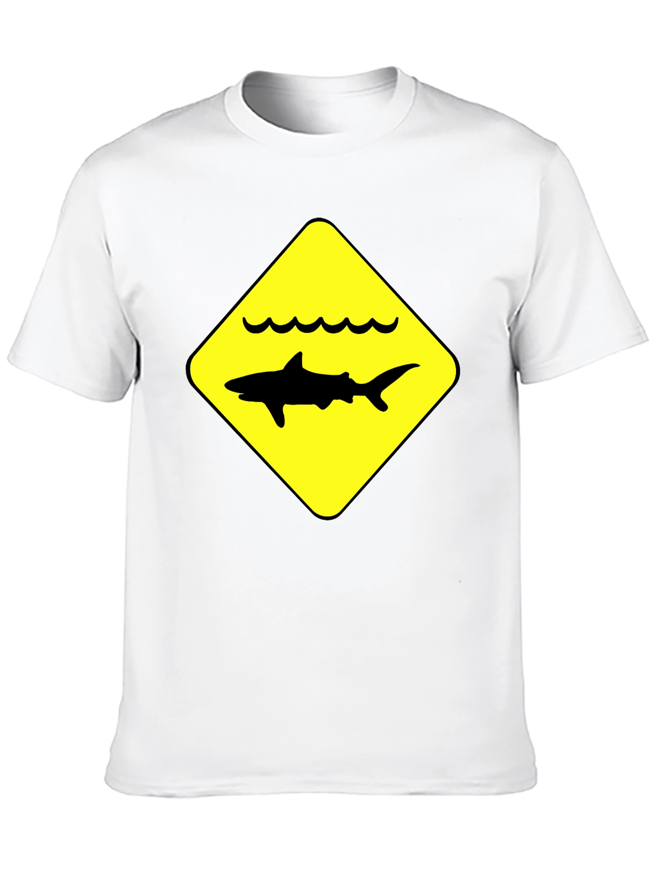 Shark Warning Sign Black T-Shirt