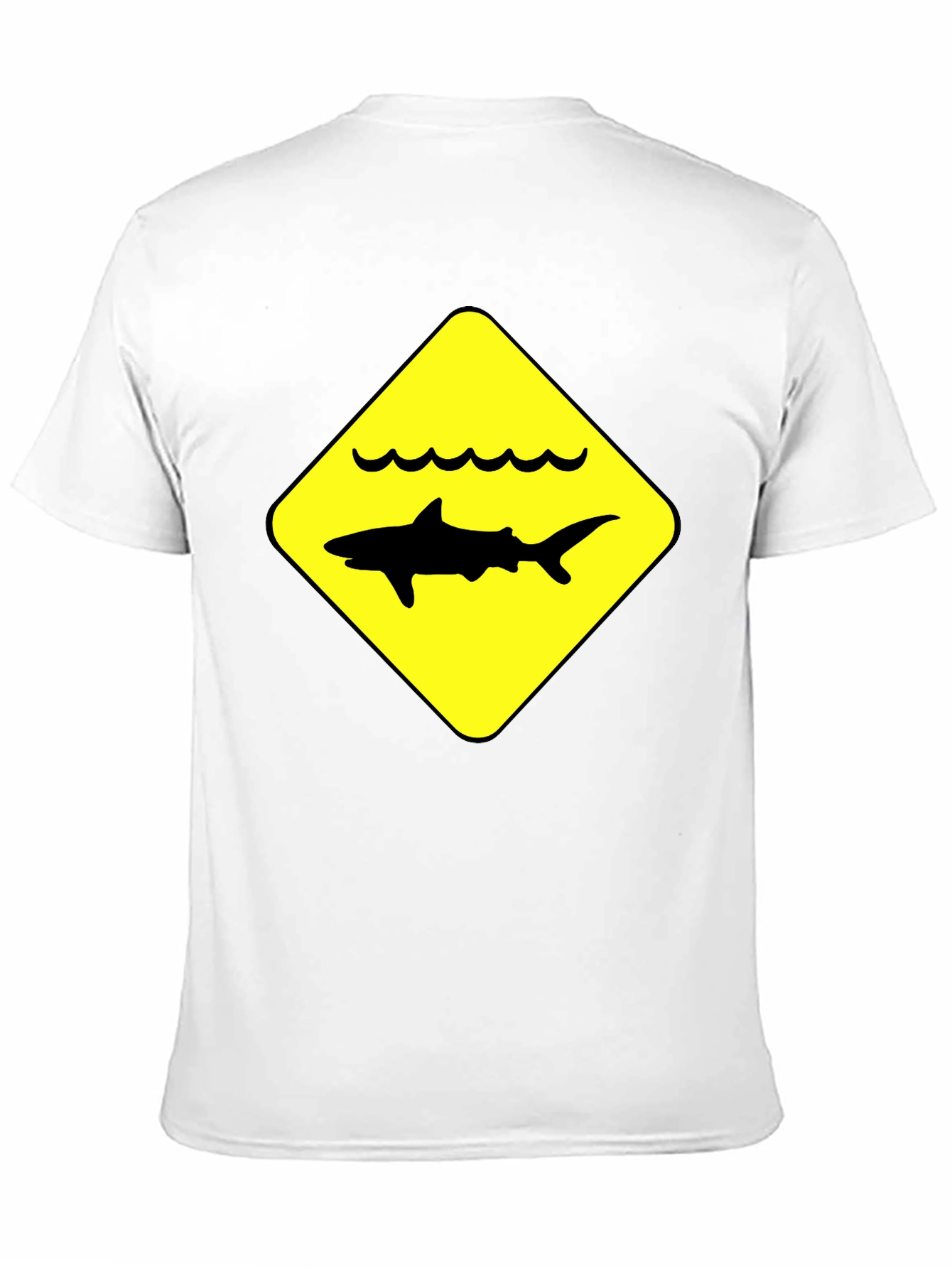 Shark Warning Sign Black T-Shirt