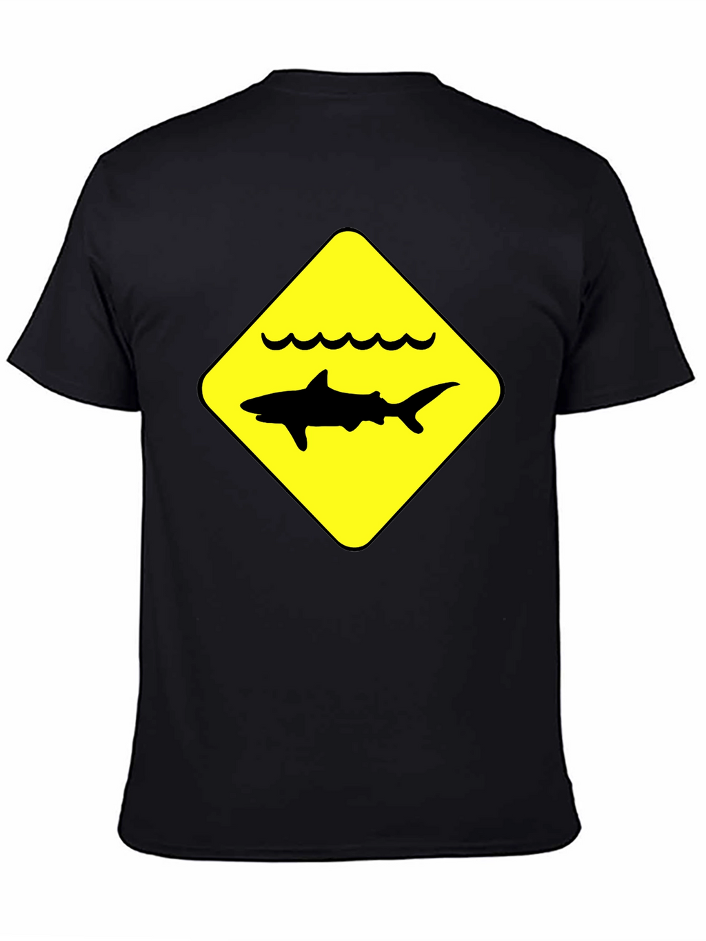 Shark Warning Sign Black T-Shirt