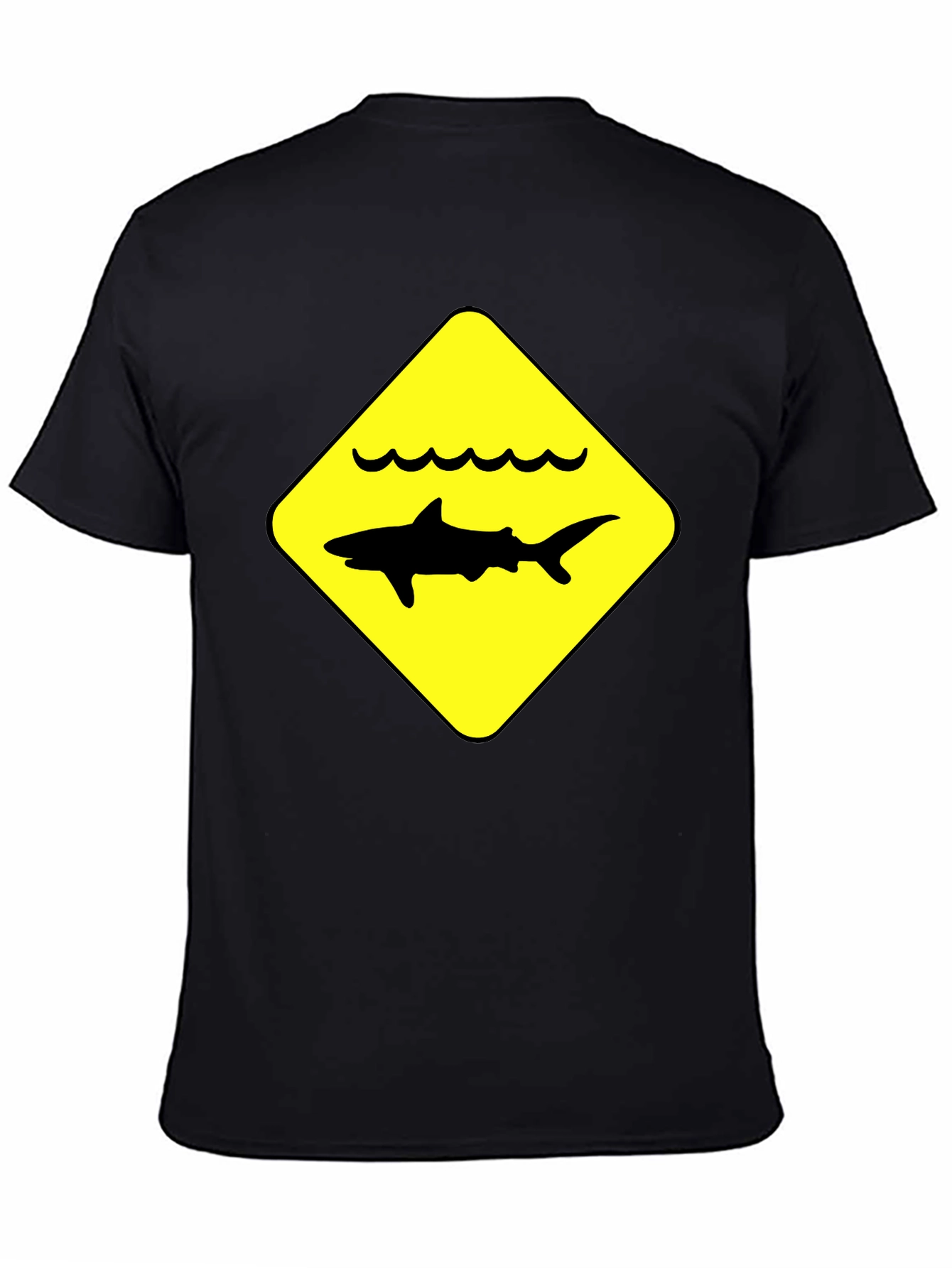 Shark Warning Sign Black T-Shirt