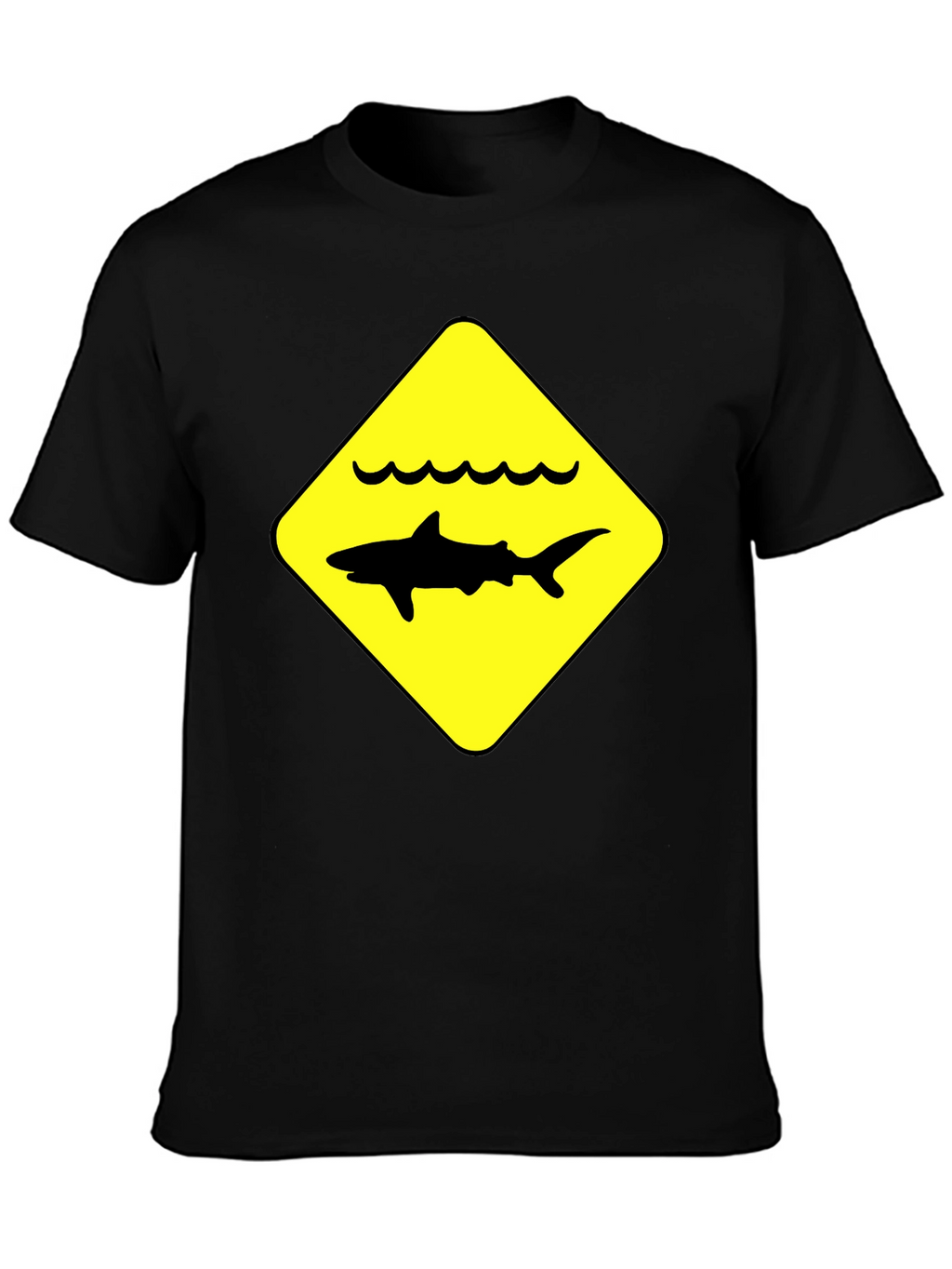 Shark Warning Sign Black T-Shirt