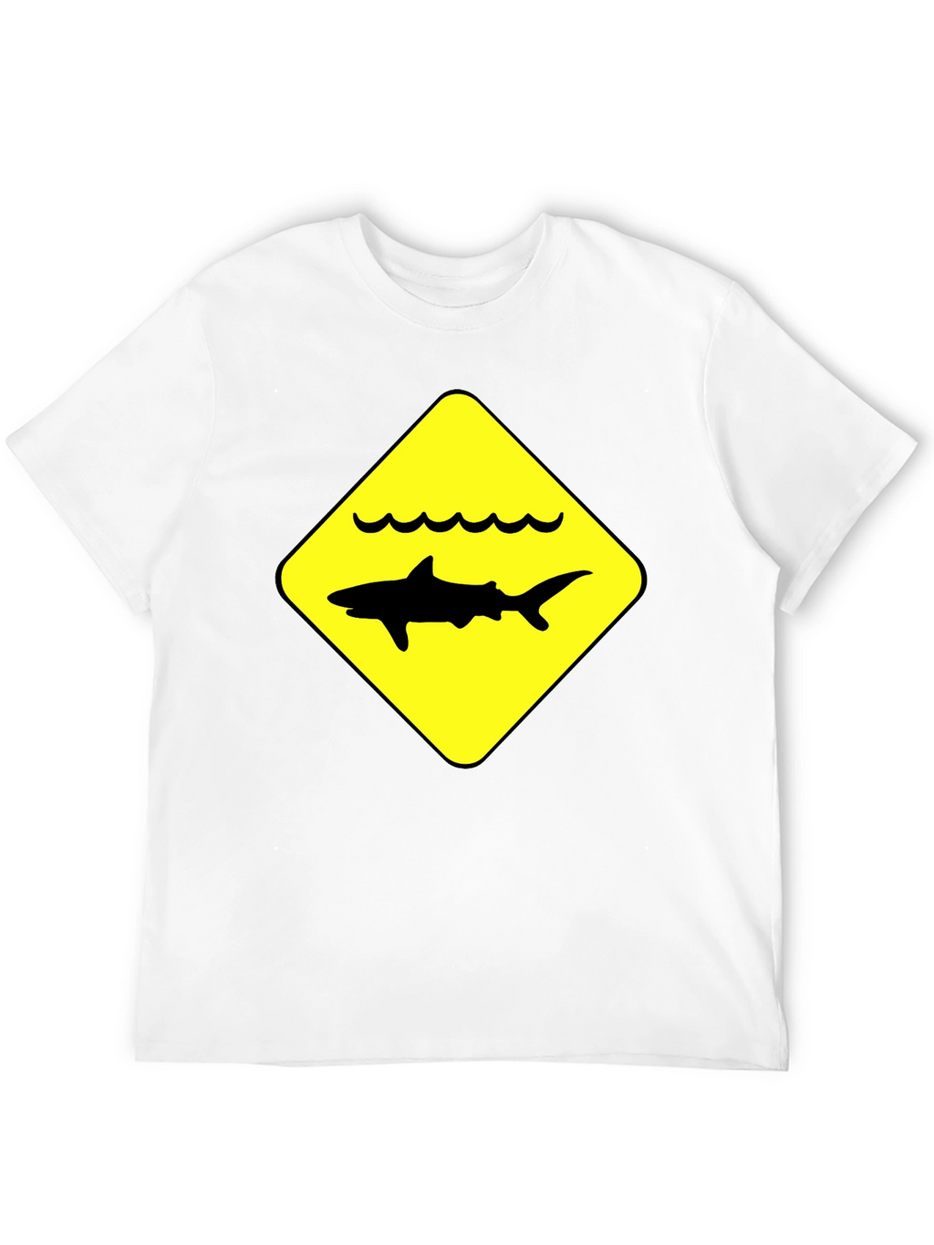 Shark Warning Sign Black T-Shirt