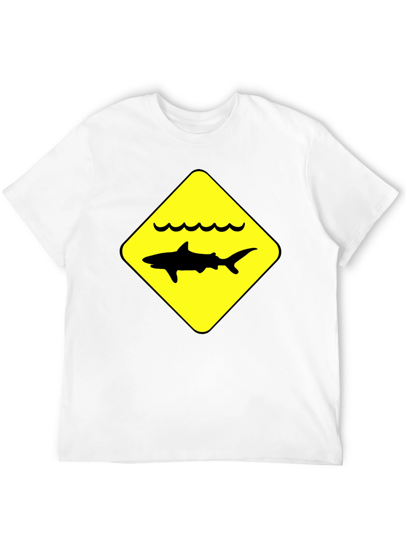 Shark Warning Sign Black T-Shirt