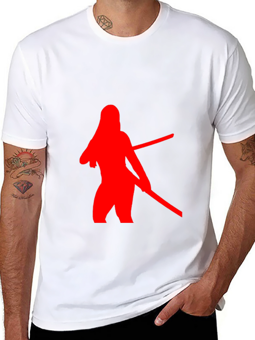 Red Silhouette Graphic Black T-Shirt