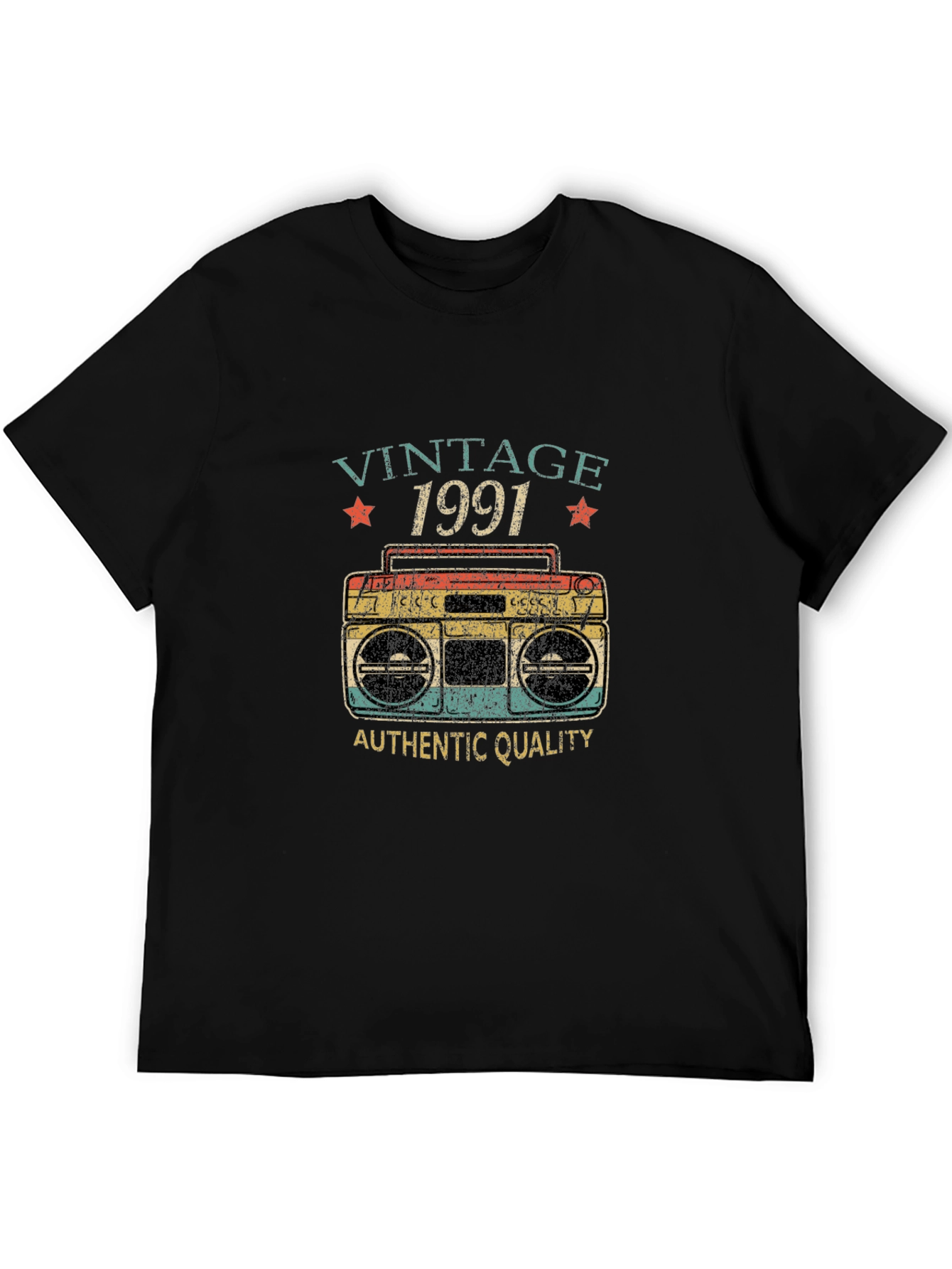 Vintage 1991 Graphic Tee - Retro Boombox Design