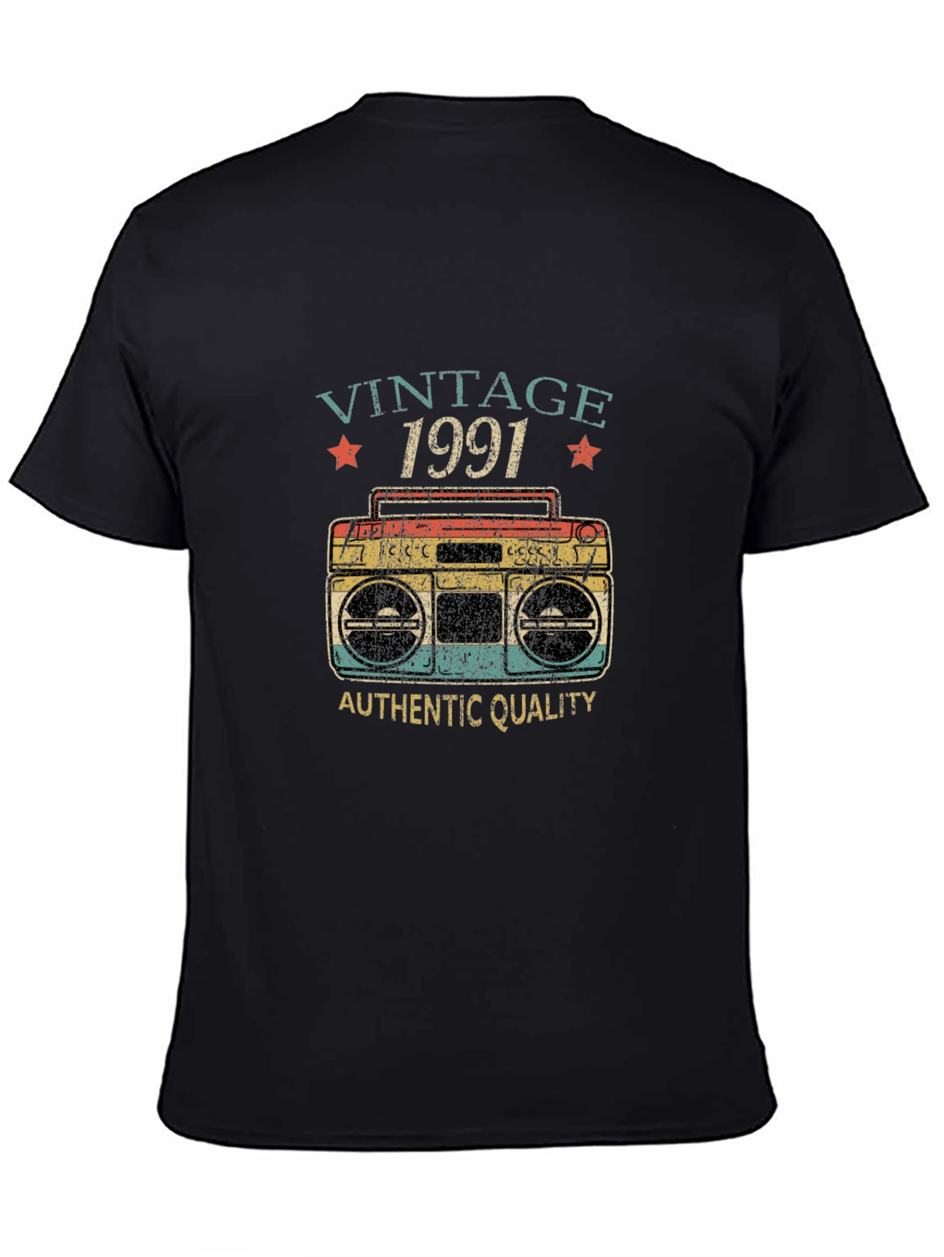 Vintage 1991 Graphic Tee - Retro Boombox Design