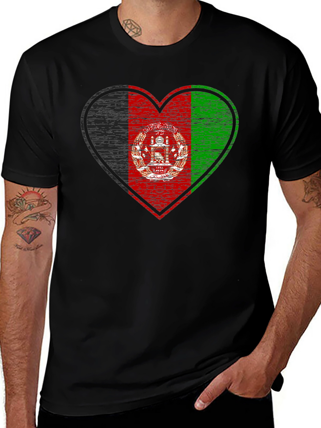 Afghanistan Flag Heart T-Shirt - Patriotic Graphic Tee