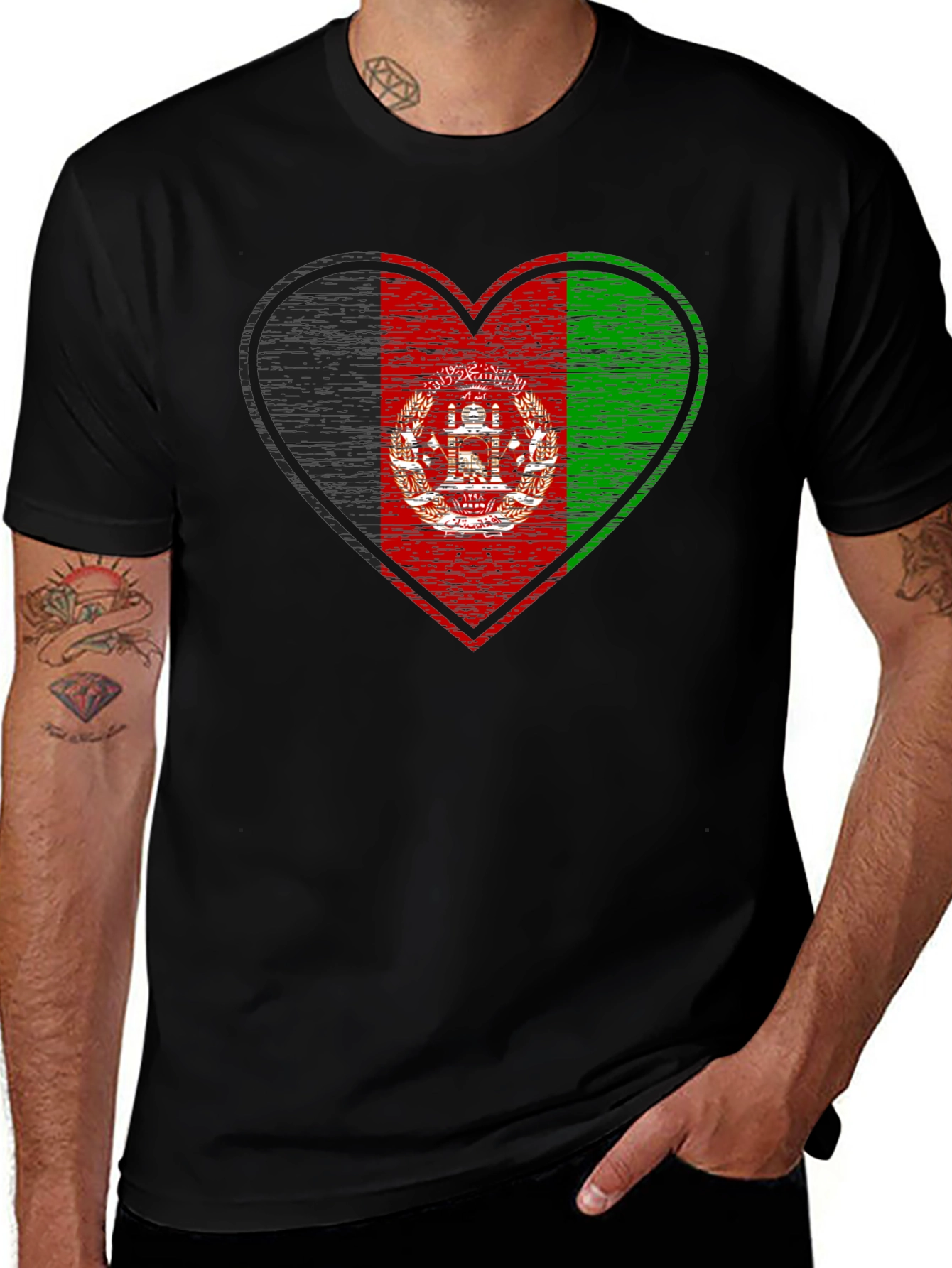 Afghanistan Flag Heart T-Shirt - Patriotic Graphic Tee