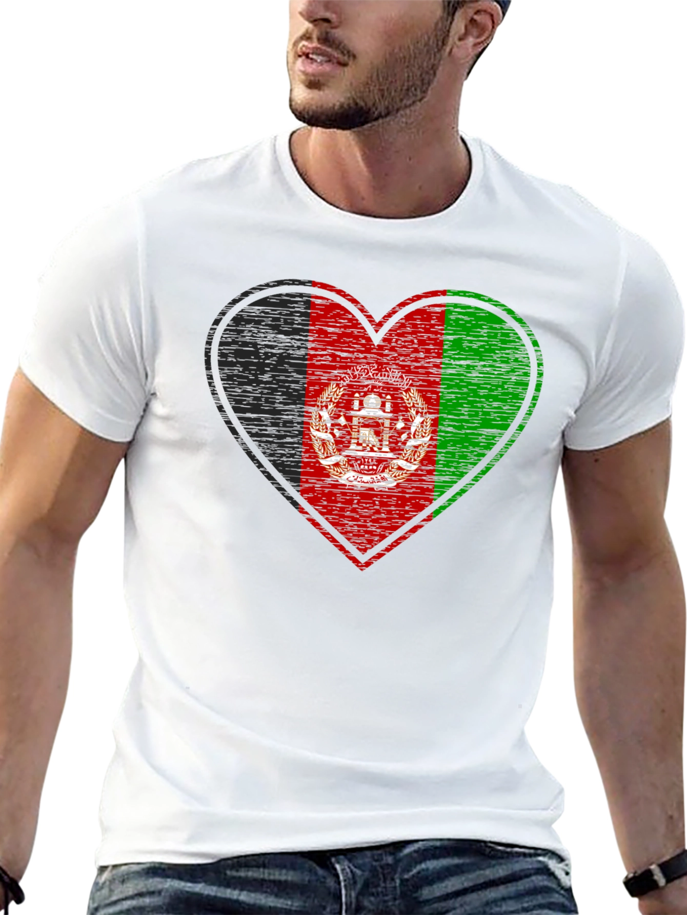 Afghanistan Flag Heart T-Shirt - Patriotic Graphic Tee